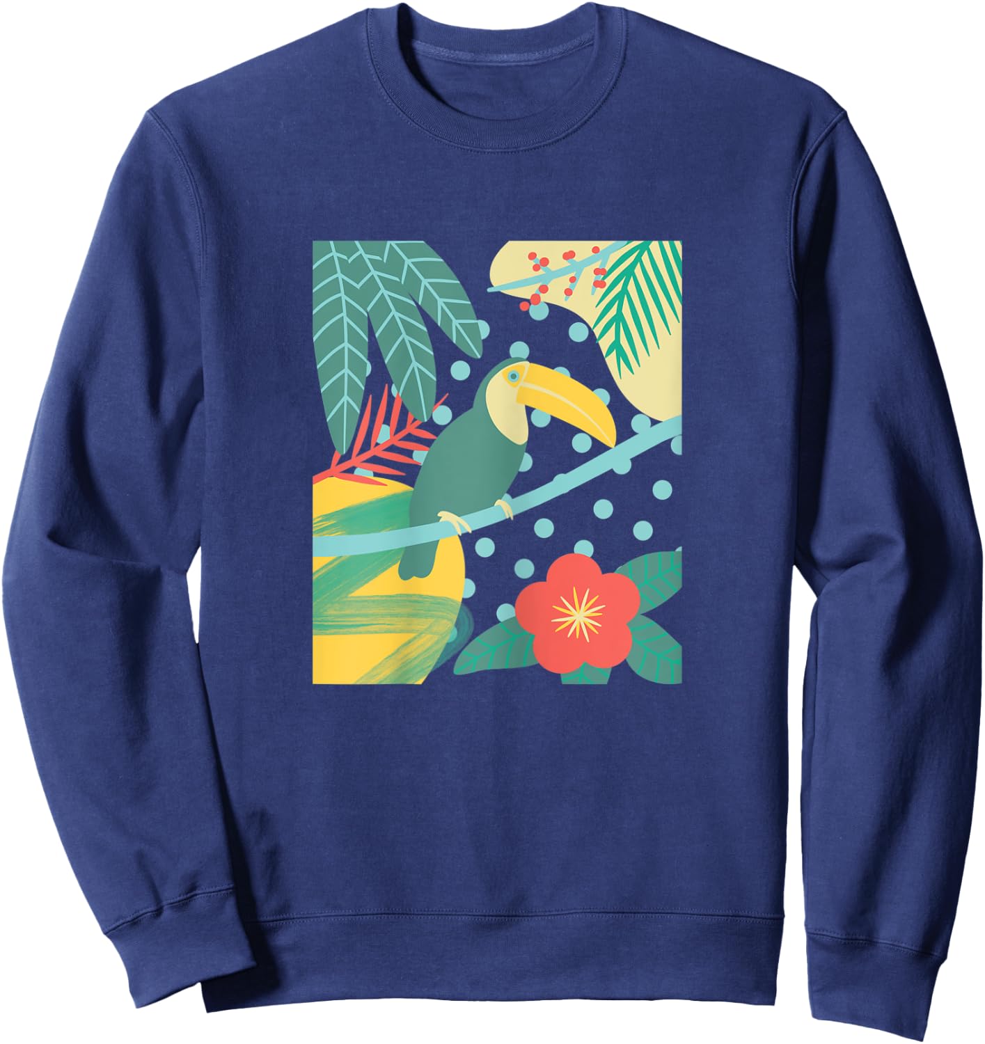 Toucan Bird Tropical Cute Palm Leaf Flower Beach Summer Kids Sweatshirt - Sweatshirt | Navy