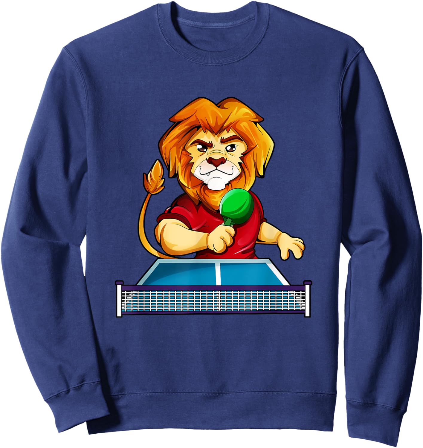 Cartoon lion playing table tennis Sweatshirt - Sweatshirt | Navy