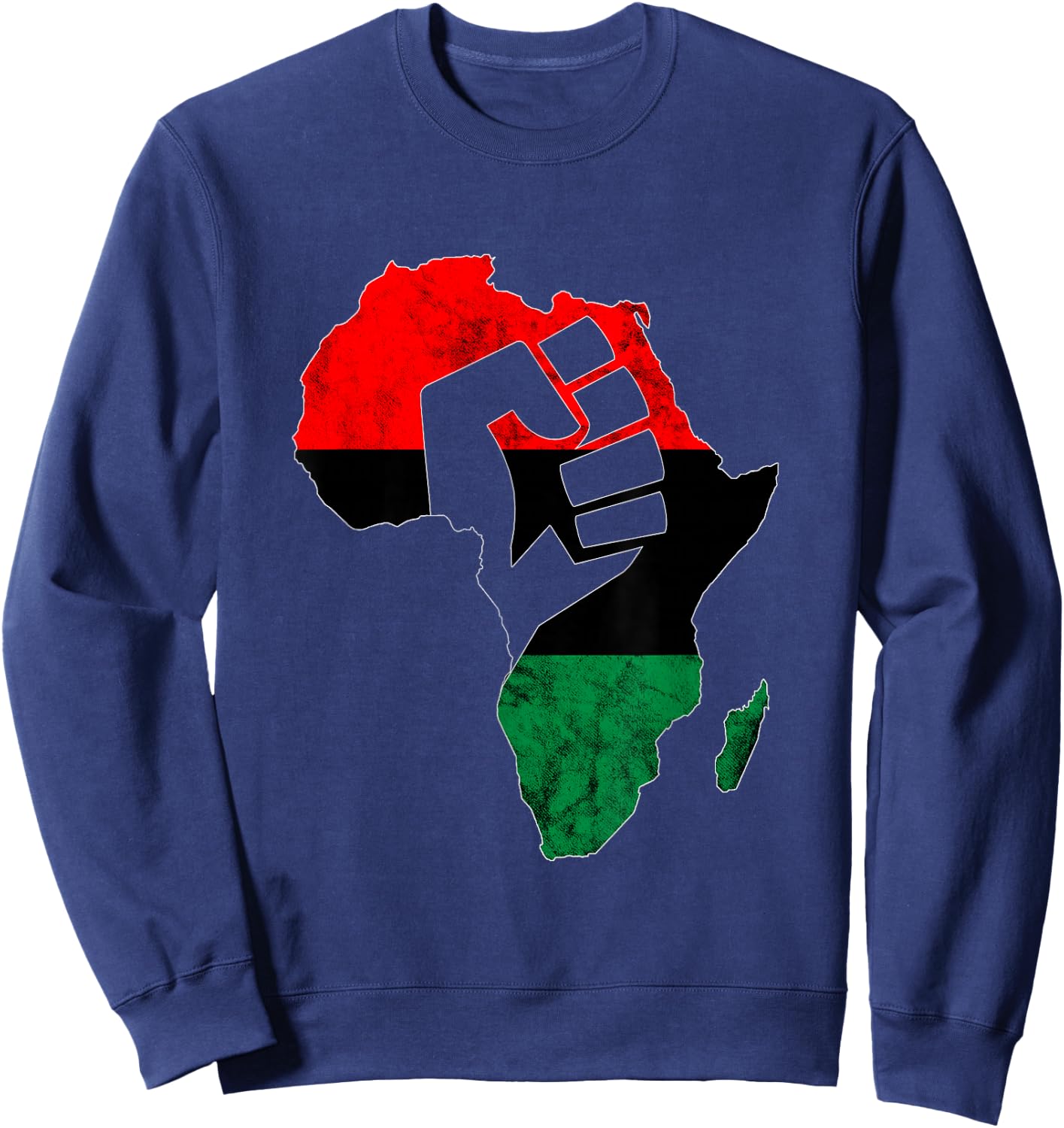 Pan African UNIA Flag Power Fist Afro-American Black History Sweatshirt - Sweatshirt | Navy
