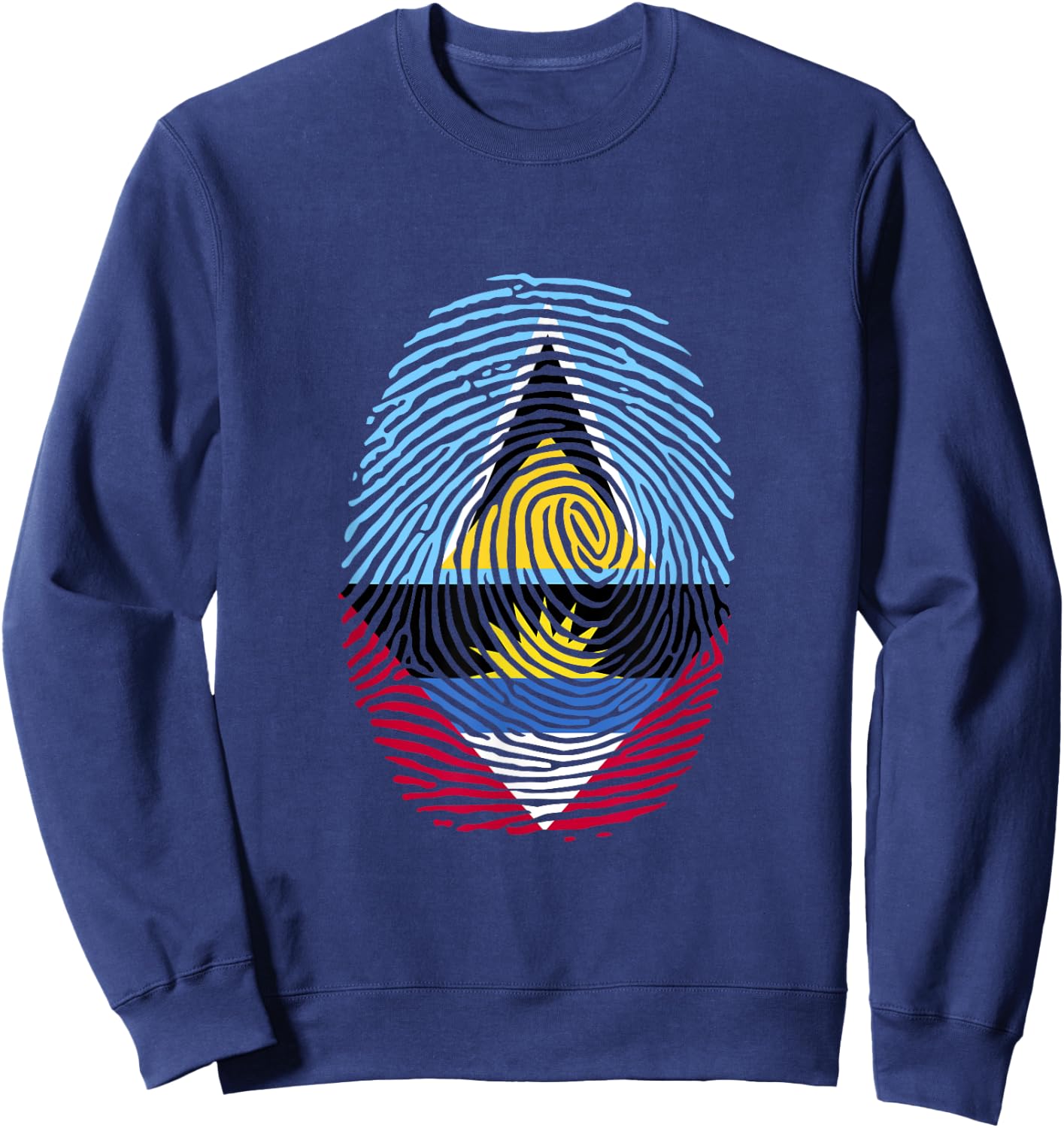 St Lucia and Antigua Fingerprint Saint Lucian Antiguan Roots Sweatshirt - Sweatshirt | Navy