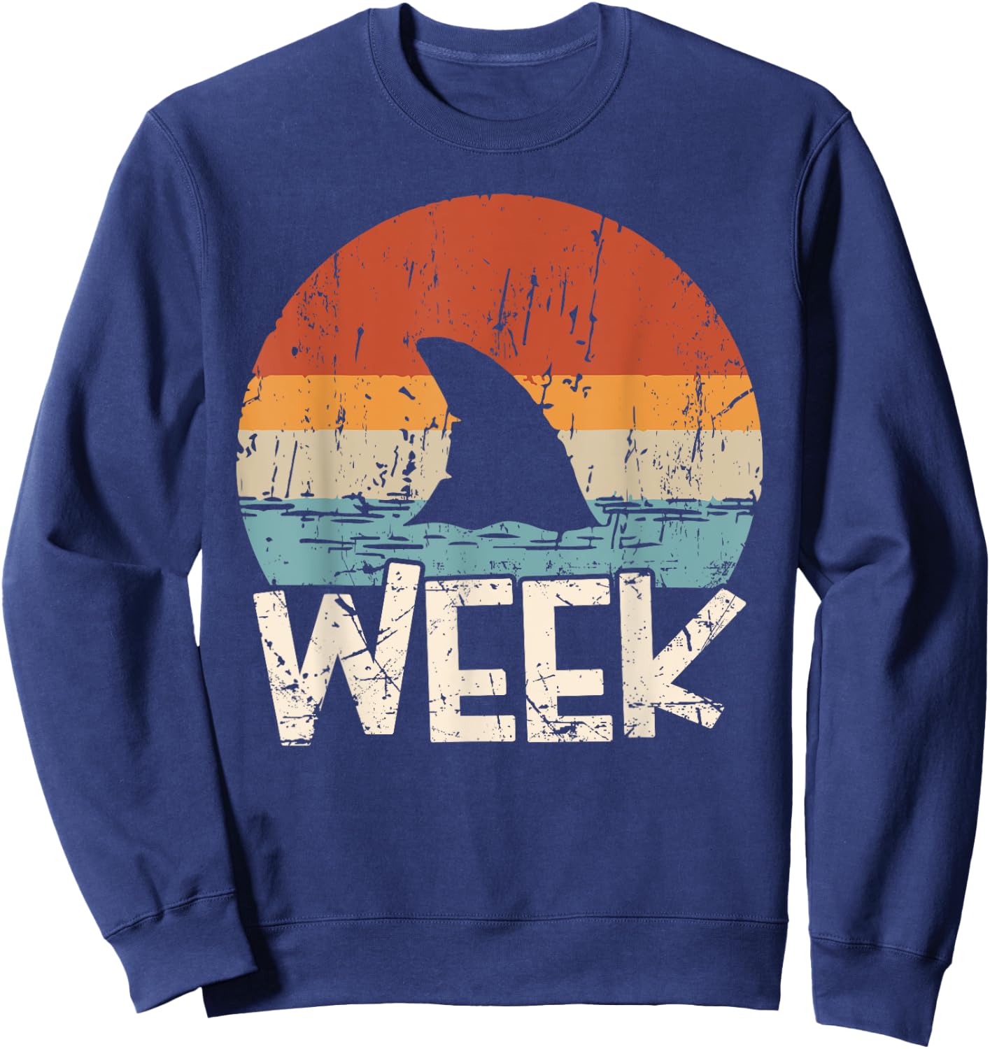 Week Marine Biologist Retro Shark Fin Lover Ocean Wildlife Sweatshirt - Sweatshirt | Navy