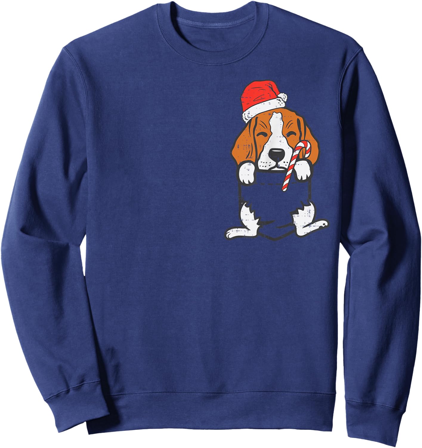 Pocket Beagle Santa Dog Christmas Xmas Men Women Sweatshirt - Sweatshirt | Navy