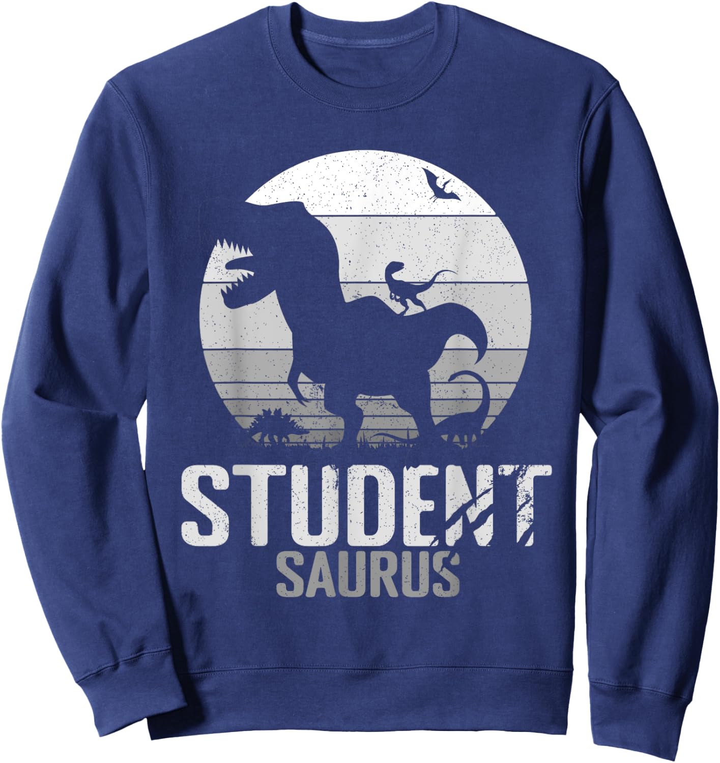 Studentsaurus Dinosaur Student Saurus T Rex Mono Vintage Ret Sweatshirt - Sweatshirt | Navy