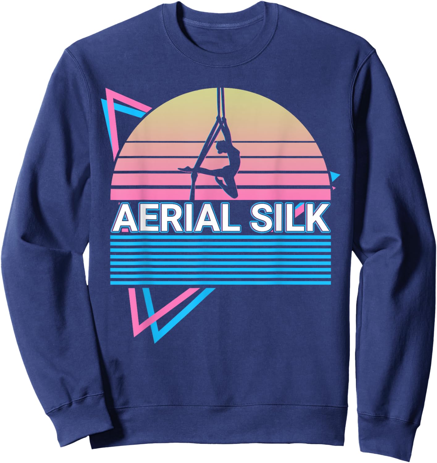 Aerial Silk Aerialist Gift -Adults Black Small Modern Graphic Short Sleeve Sweatshirt - Sweatshirt | Navy