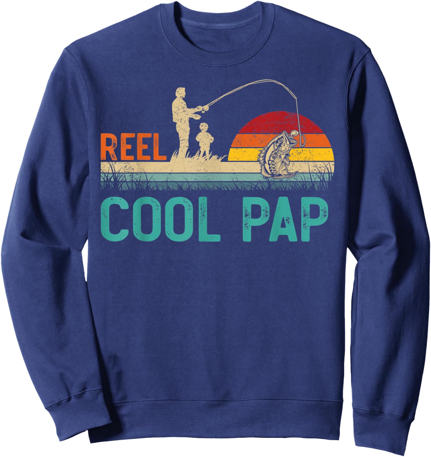 Reel Cool Pap Vintage Retro Fishing Father's Day Sweatshirt - Sweatshirt | Navy