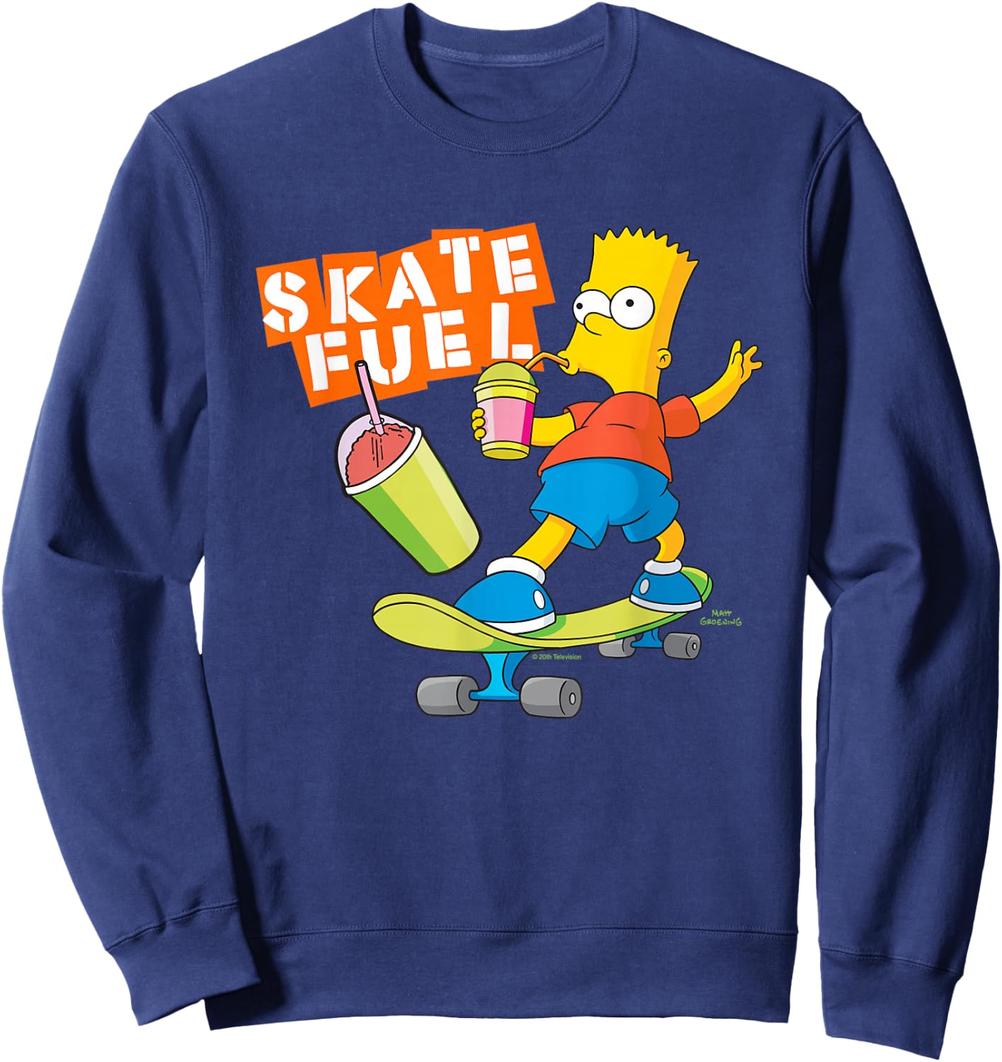 The Simpsons Bart Simpson Skate Fuel Skateboard Squishee Sweatshirt - Sweatshirt | Navy