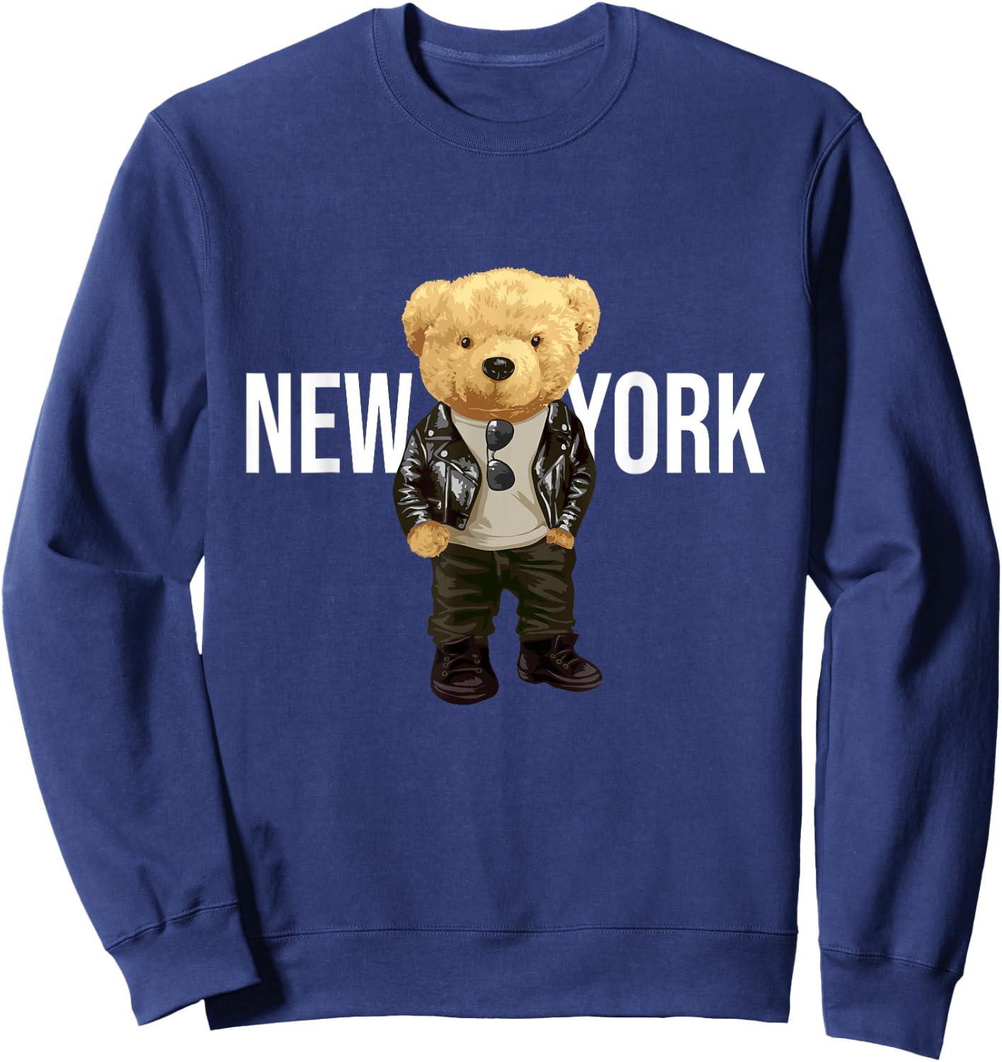 Cool Teddy Bear in New York NYC Illustration Graphic Designs Sweatshirt - Sweatshirt | Navy