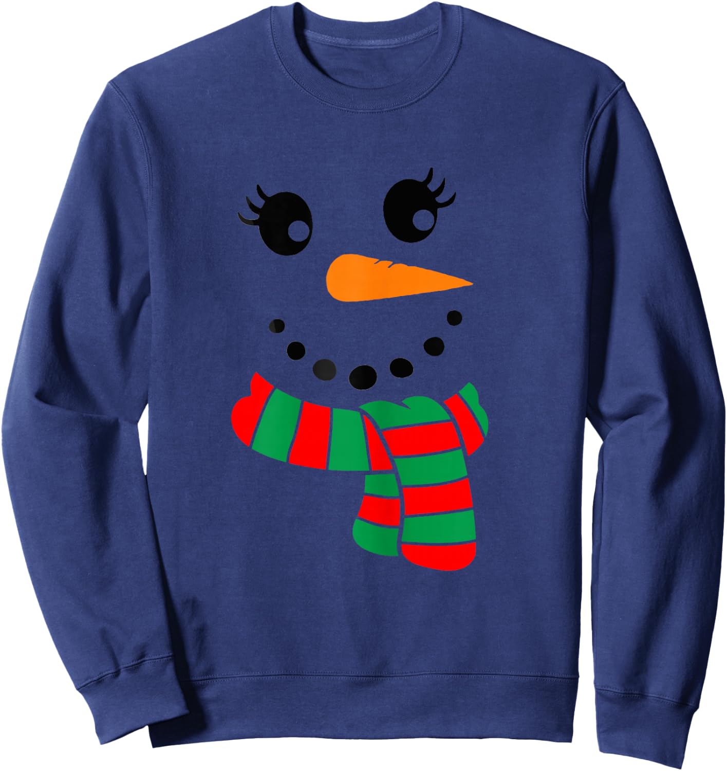Eyelashes Christmas Outfit Snowman Face Costume Girls Sweatshirt - Sweatshirt | Navy