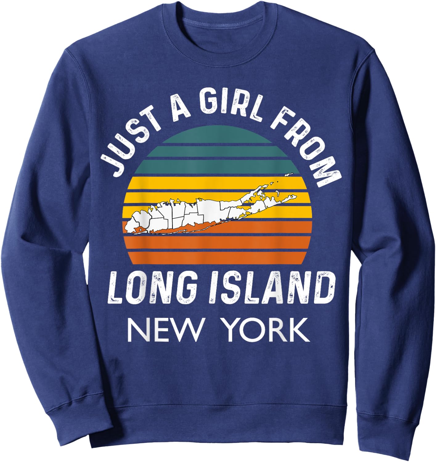 Long Island NY Souvenir Native Long Islander Map NYC Girls Sweatshirt - Sweatshirt | Navy
