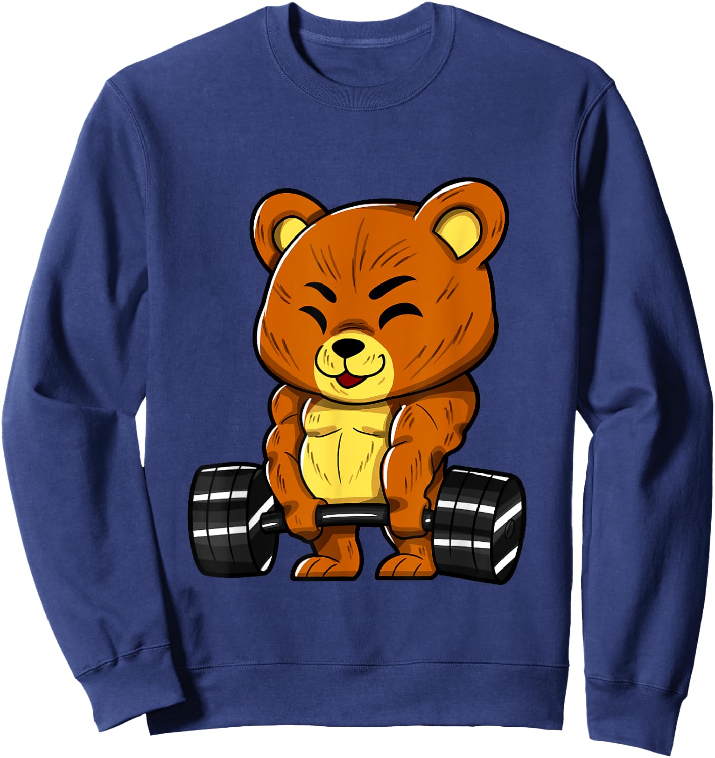 Bear Bodybuilder Bodybuilding Muscle Gym Weightlifting Bear Sweatshirt - Sweatshirt | Navy