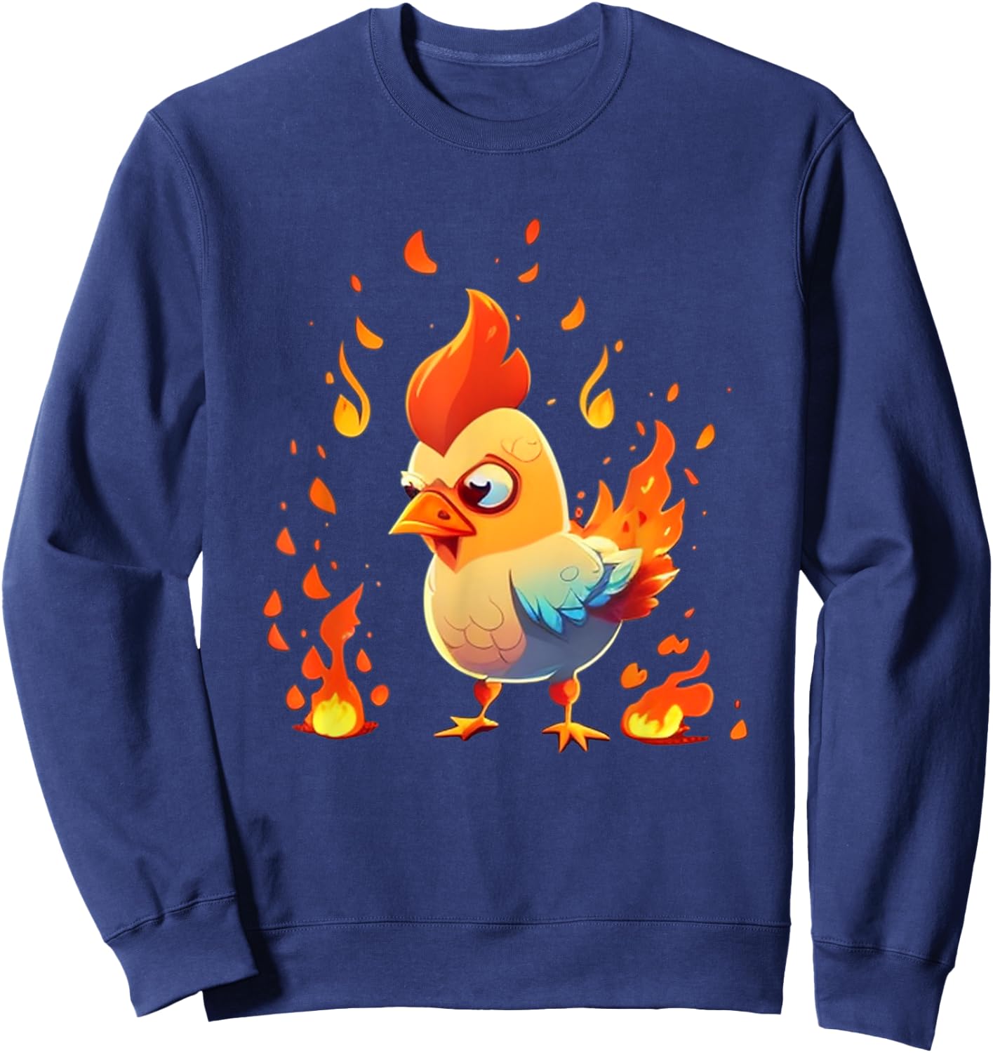 Funny looking Fire Chicken Sweatshirt - Sweatshirt | Navy