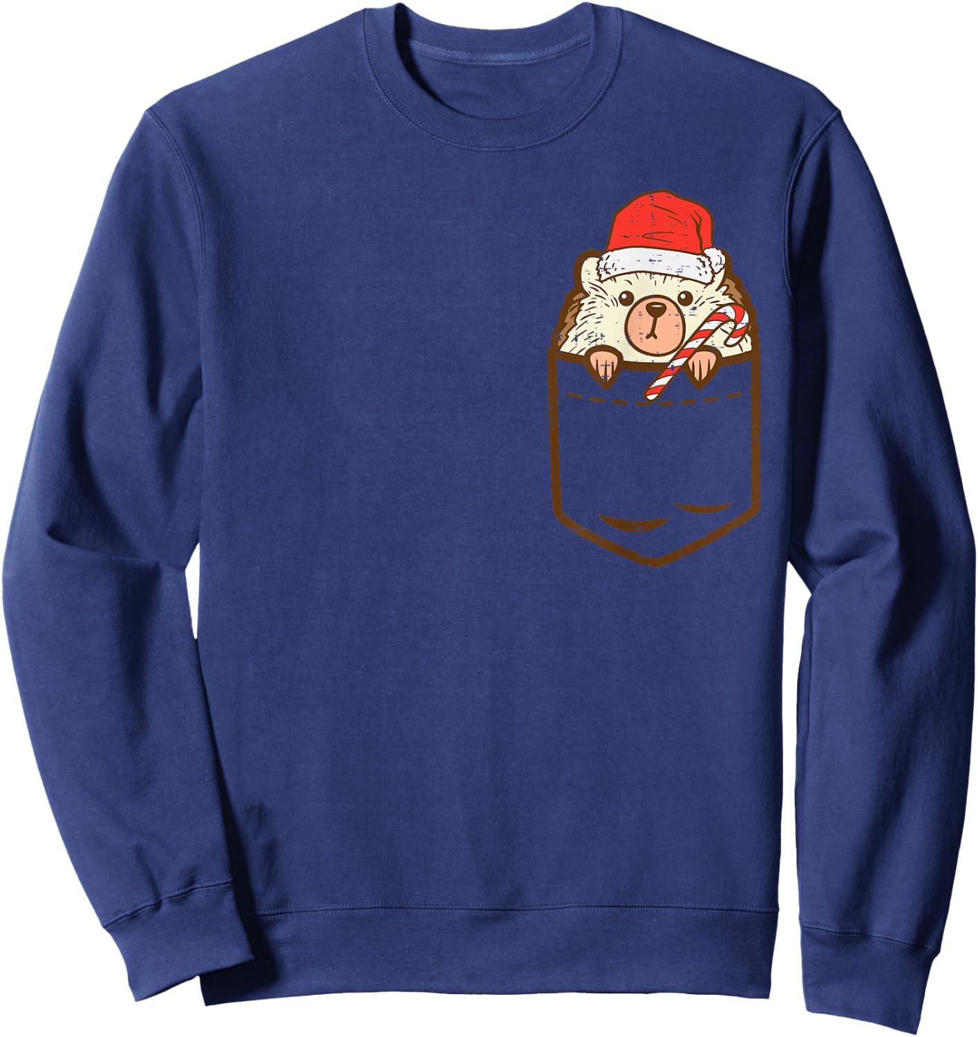 Pocket Hedgehog Santa Cute Animal Christmas Xmas Men Women Sweatshirt - Sweatshirt | Navy