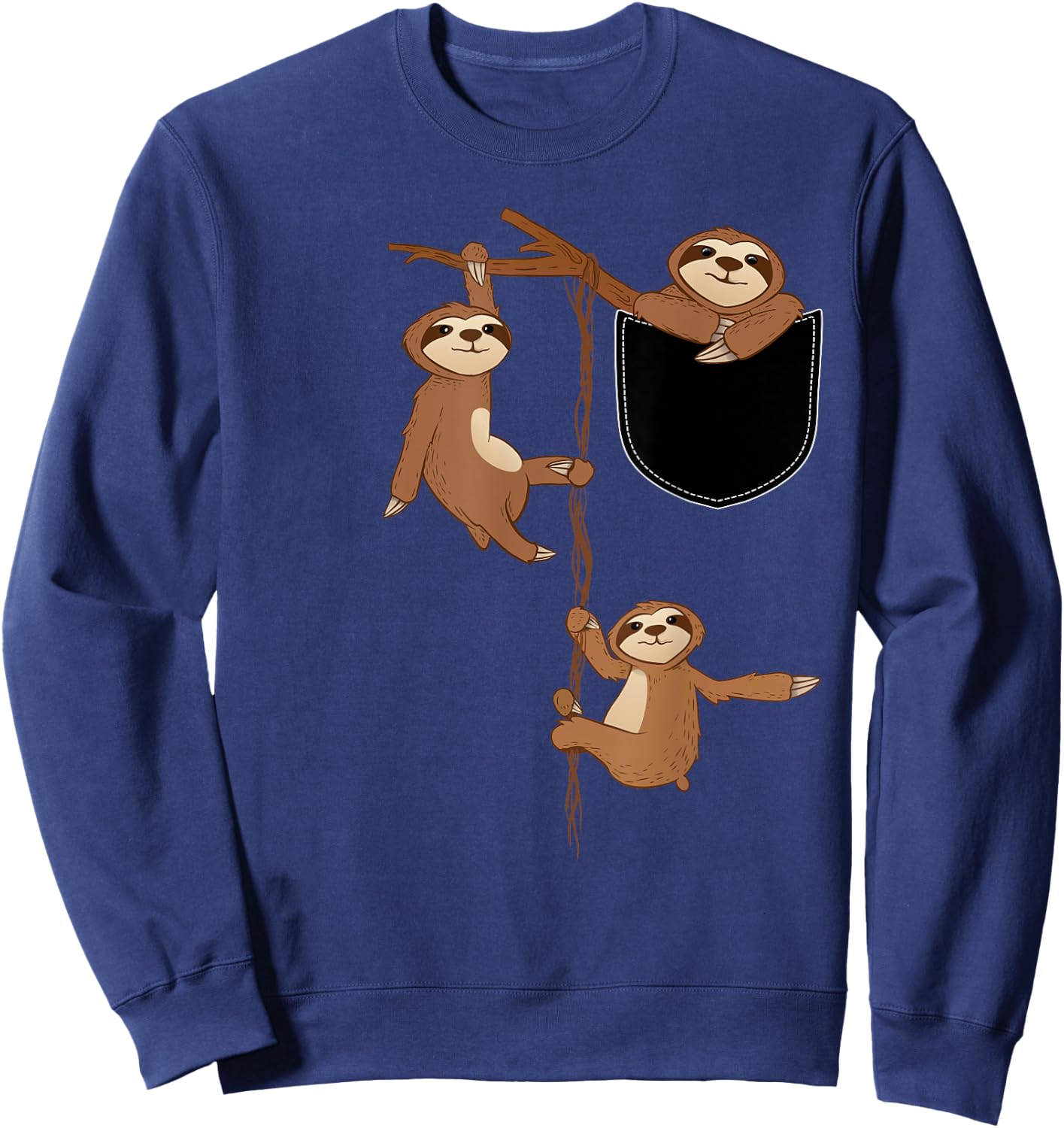 Happy Family Sloth In A Tree - Wildlife Animal Lover Sweatshirt - Sweatshirt | Navy