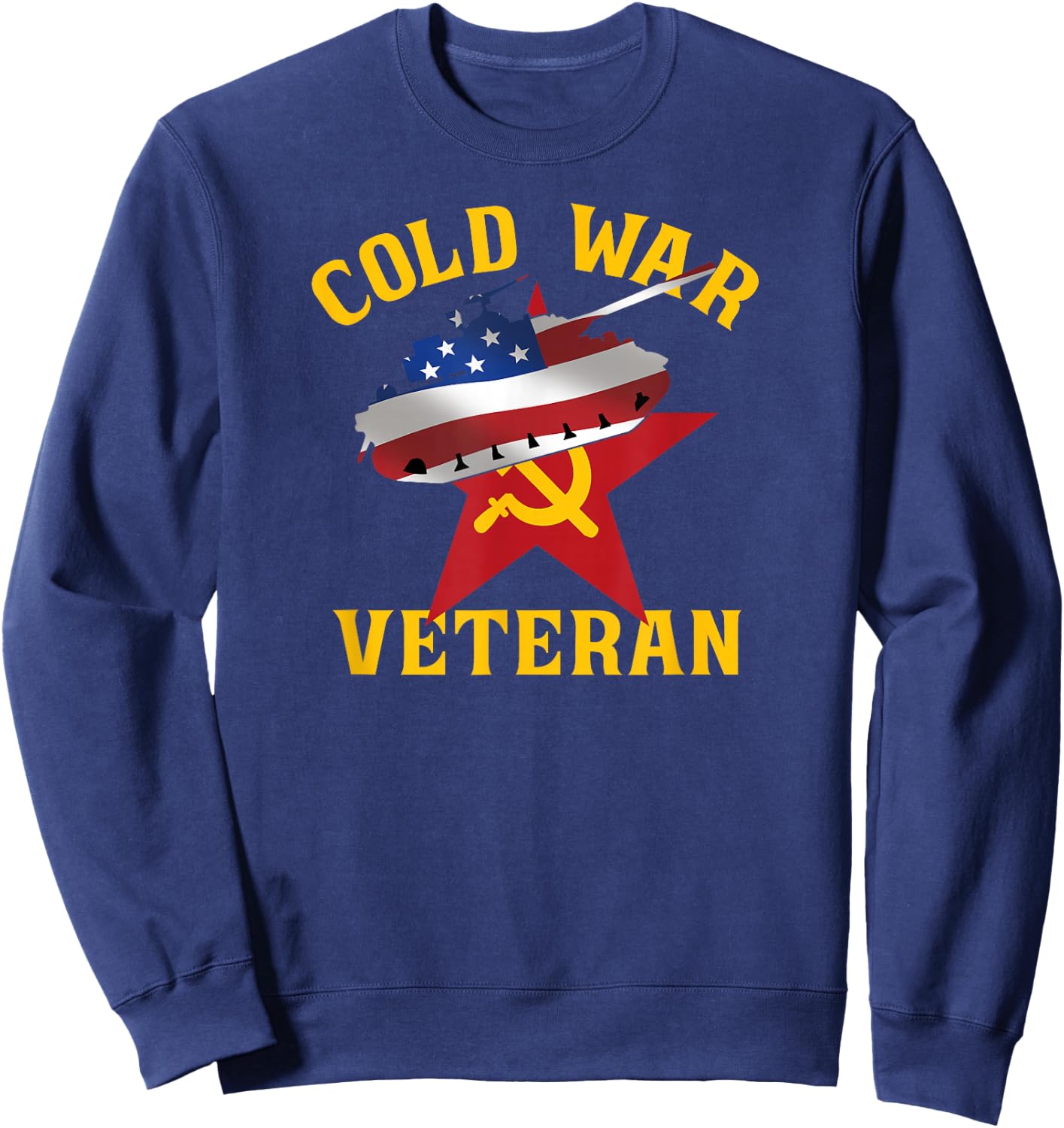 Proud Cold War Veteran US Flag Patriotic Military Sweatshirt - Sweatshirt | Navy