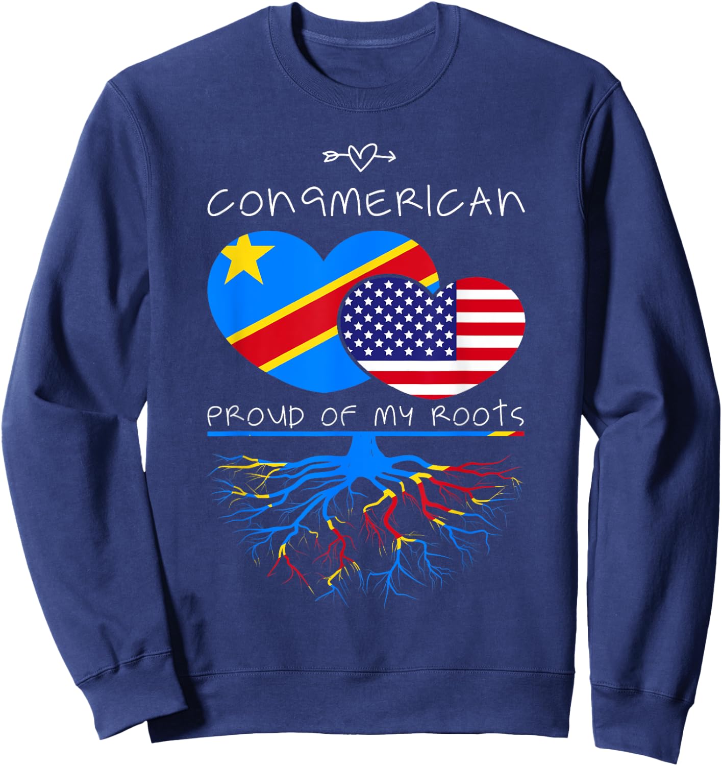 DR Congo USA Proud Of Both Countries Congmerican Sweatshirt - Sweatshirt | Navy