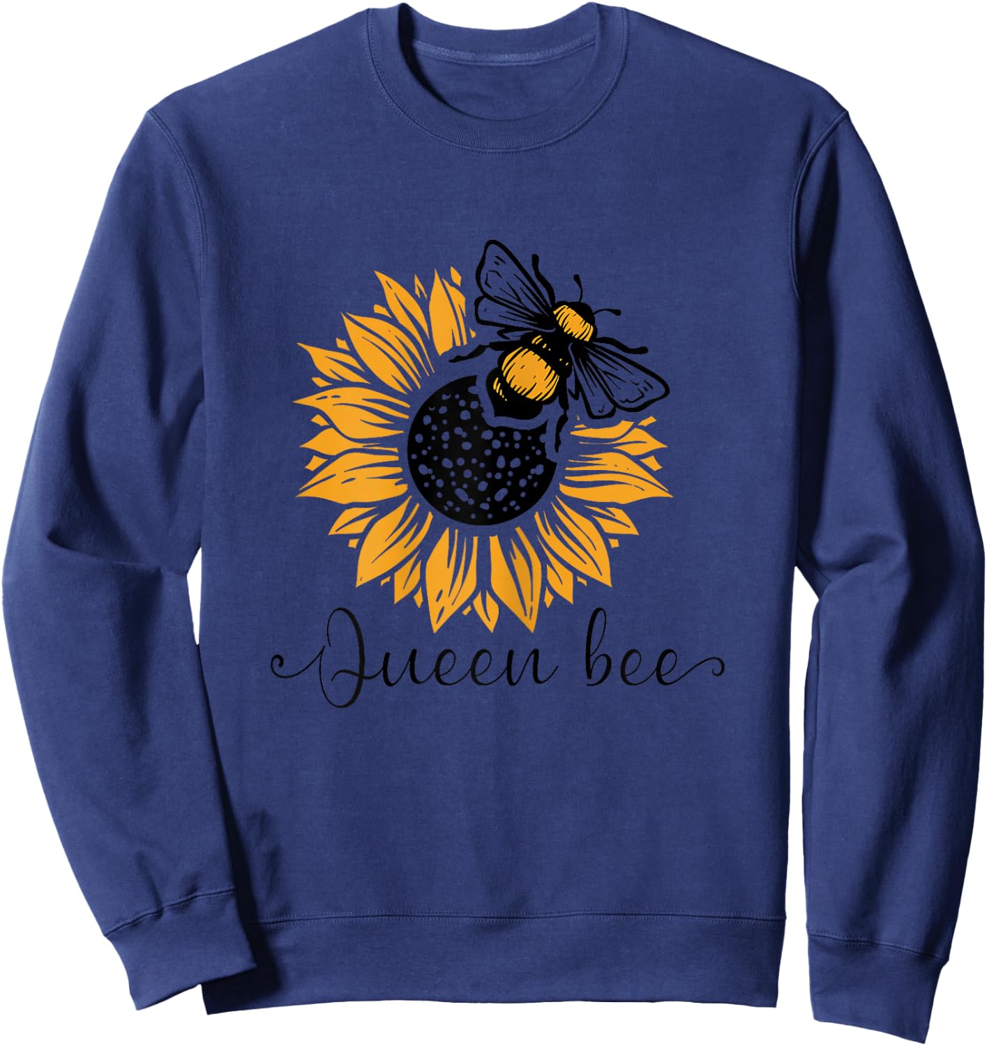 Queen bee and sunflower Beekeeper Beekeeping Sweatshirt - Sweatshirt | Navy