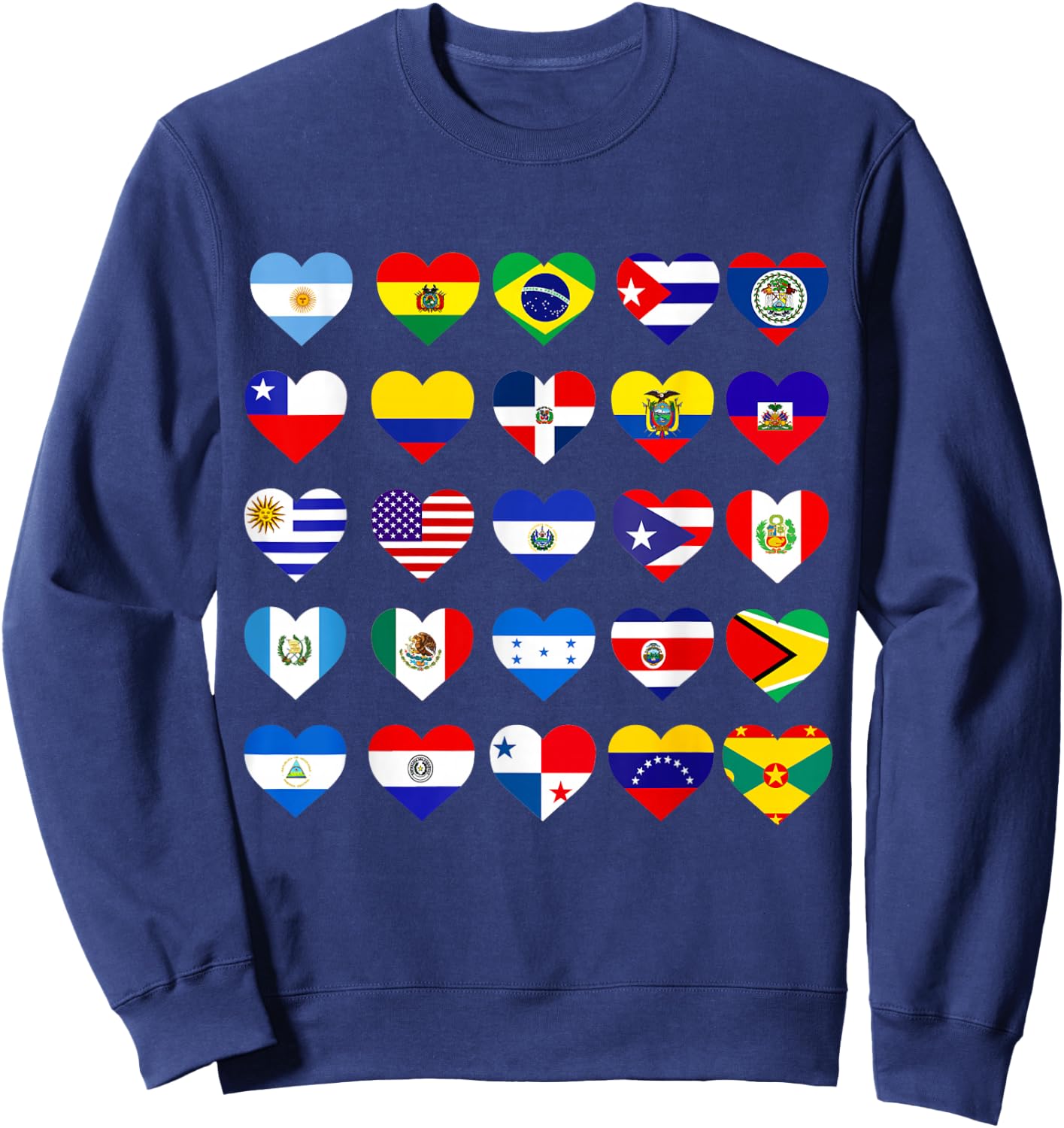 Mes de la Herencia Hispana Camiseta All Latin American Flags Countries Hispanic Latino Pride , Black Sweatshirt - Sweatshirt | Navy