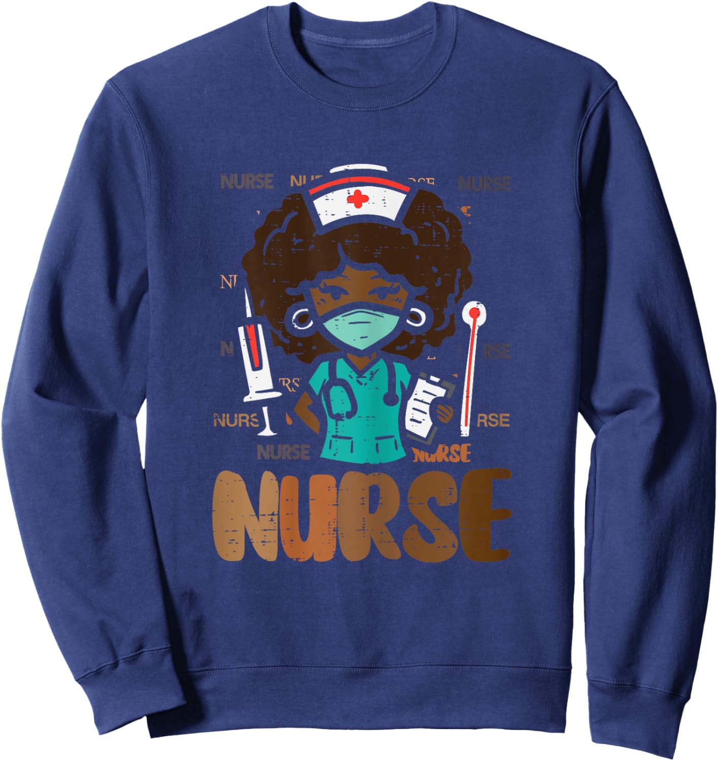Black History Afro Nurse African Nursing Scrub Top Women Sweatshirt - Sweatshirt | Navy