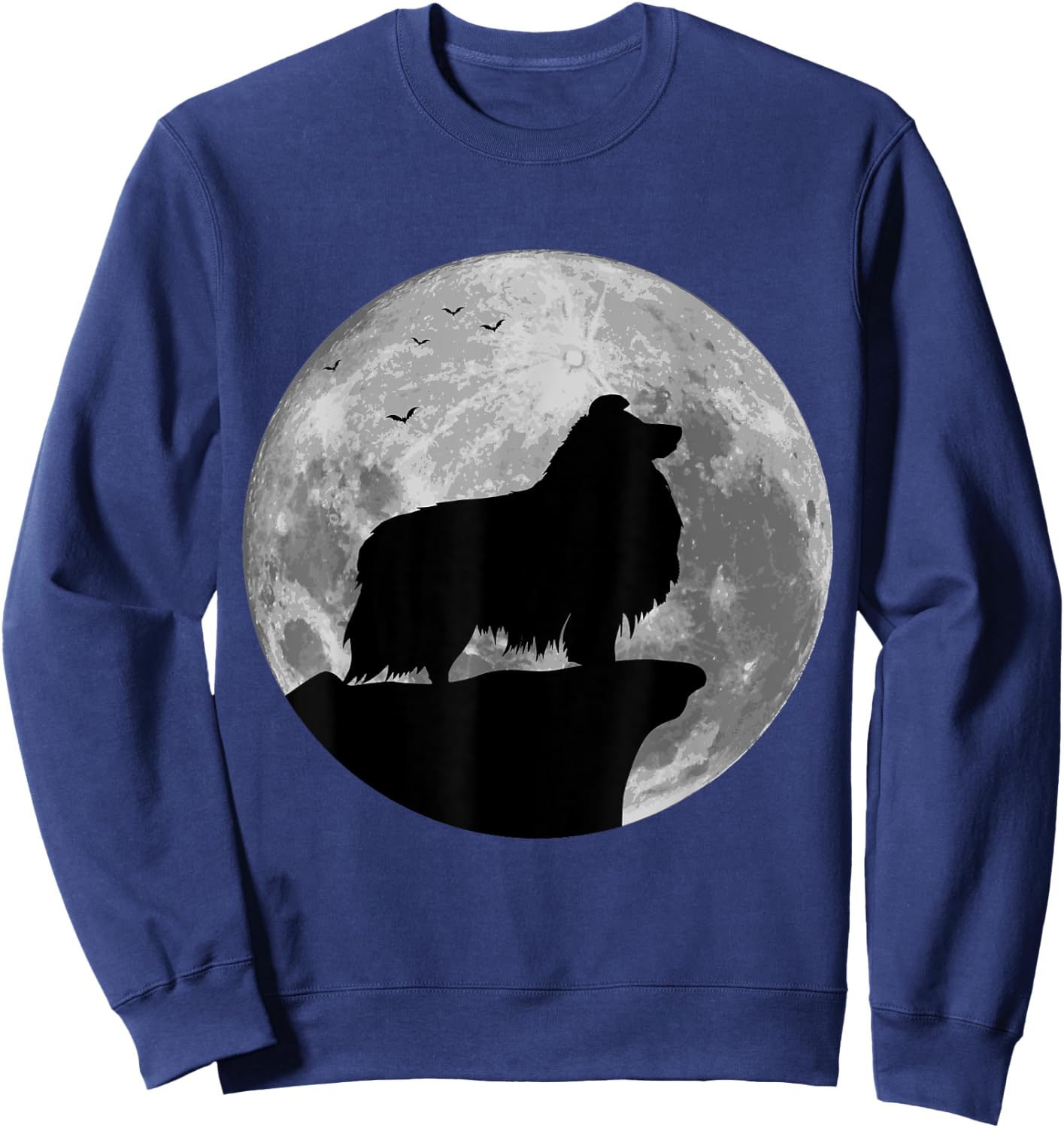 Sheltie Silhouette In The Moon Halloween Costume Sweatshirt - Sweatshirt | Navy