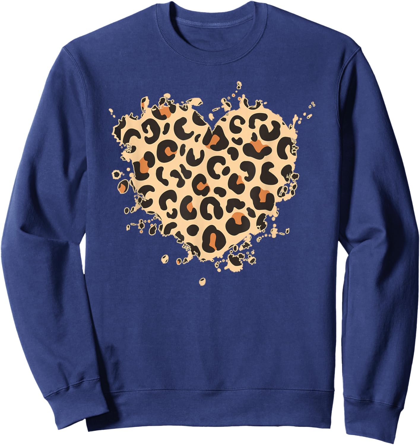 Leopard Print Heart Sweatshirt - Sweatshirt | Navy