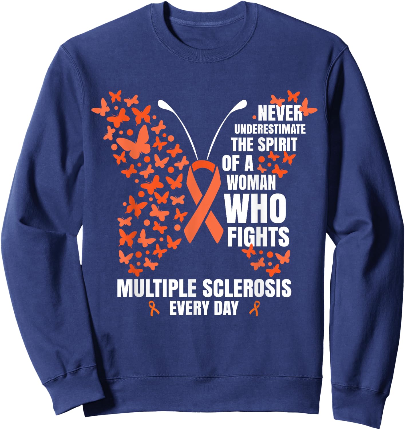 Multiple Sclerosis Butterfly MS Warrior Women Sweatshirt - Sweatshirt | Navy