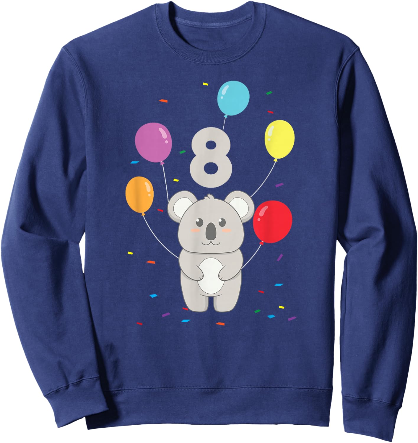 8th Birthday 8 Years Koala Balloons Australia Eucalyptus Zoo Sweatshirt - Sweatshirt | Navy