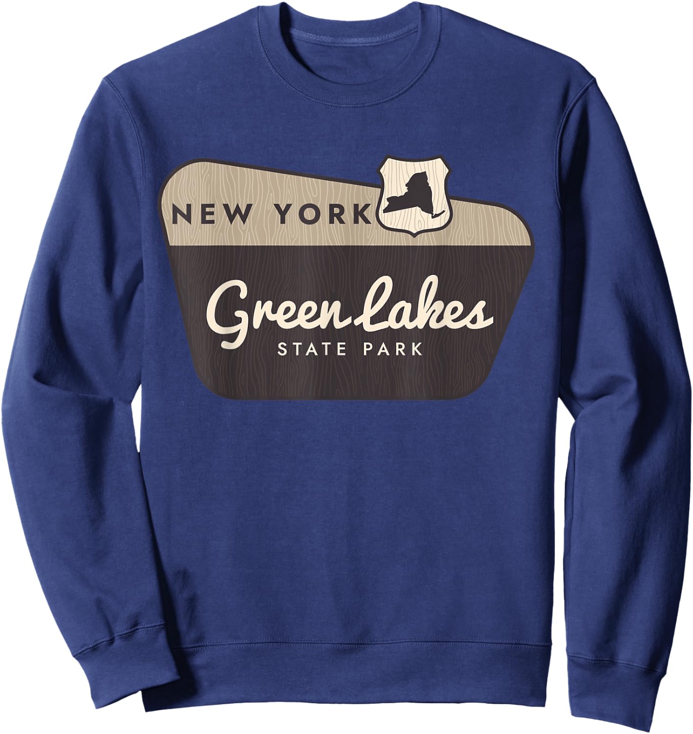 Green Lakes State Park New York Welcome Sign Vacation Sweatshirt - Sweatshirt | Navy