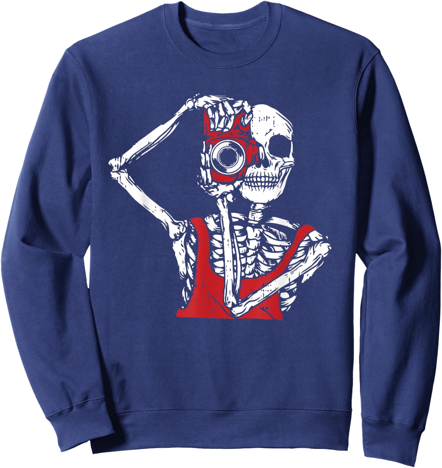 Bone Photographer Halloween Costume Skeleton Lover Sweatshirt - Sweatshirt | Navy
