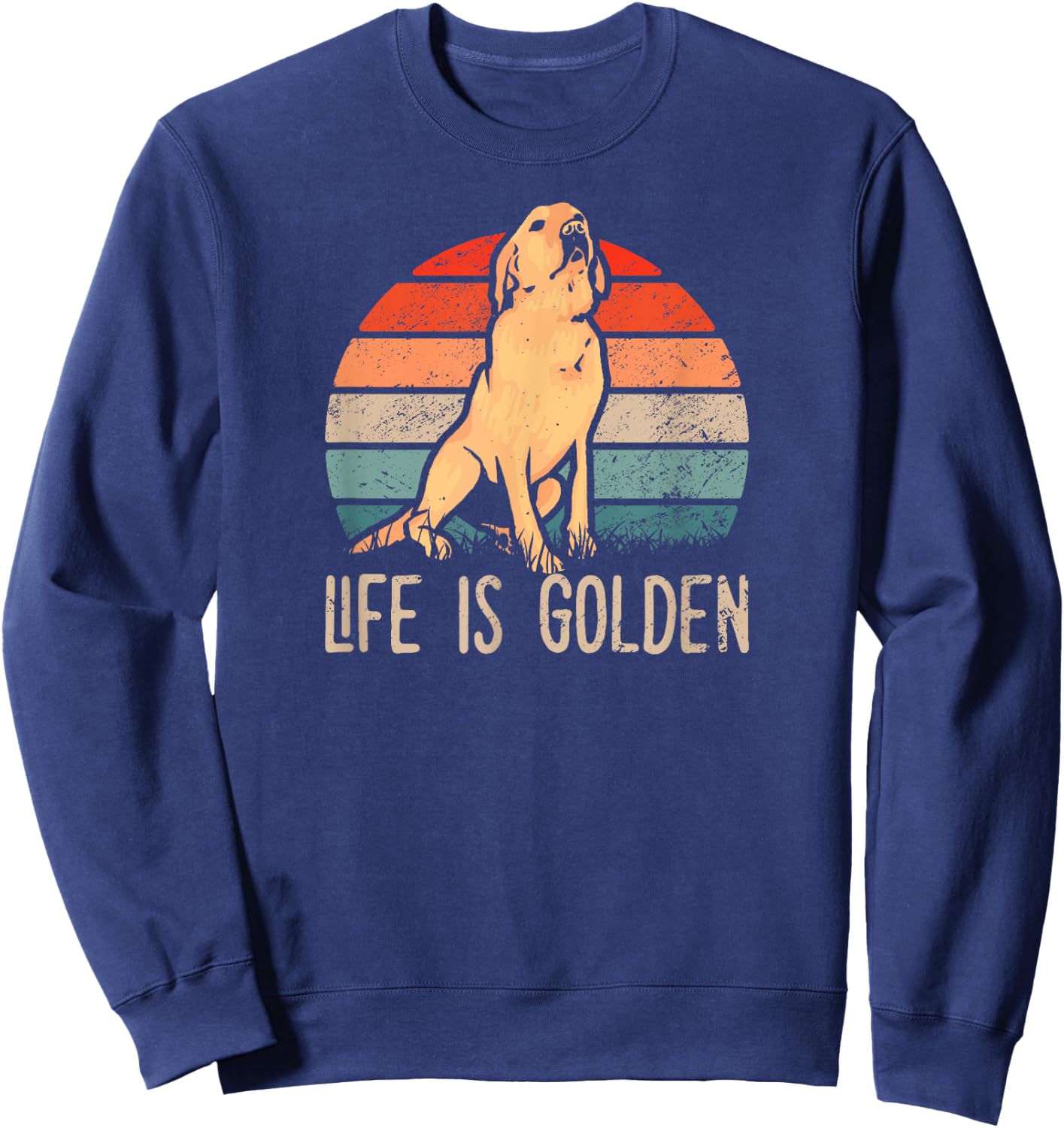 Retriever Dog in vintage style - Life Is Golden Dog Women Girls Kids Sweatshirt - Sweatshirt | Navy