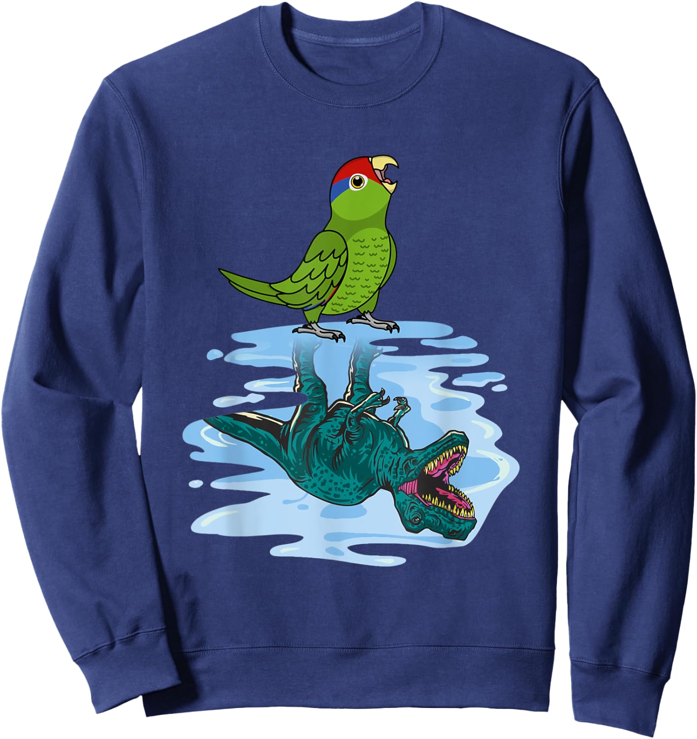Parrot & T Rex Reflection I Mexican Red-headed Amazon Sweatshirt - Sweatshirt | Navy