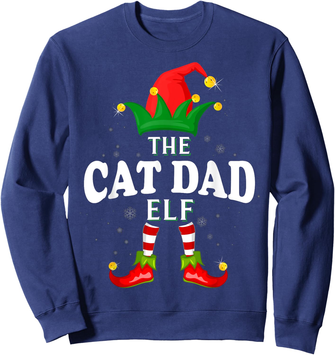 Xmas Cat dad Elf Family Matching Christmas Pajama Sweatshirt - Sweatshirt | Navy