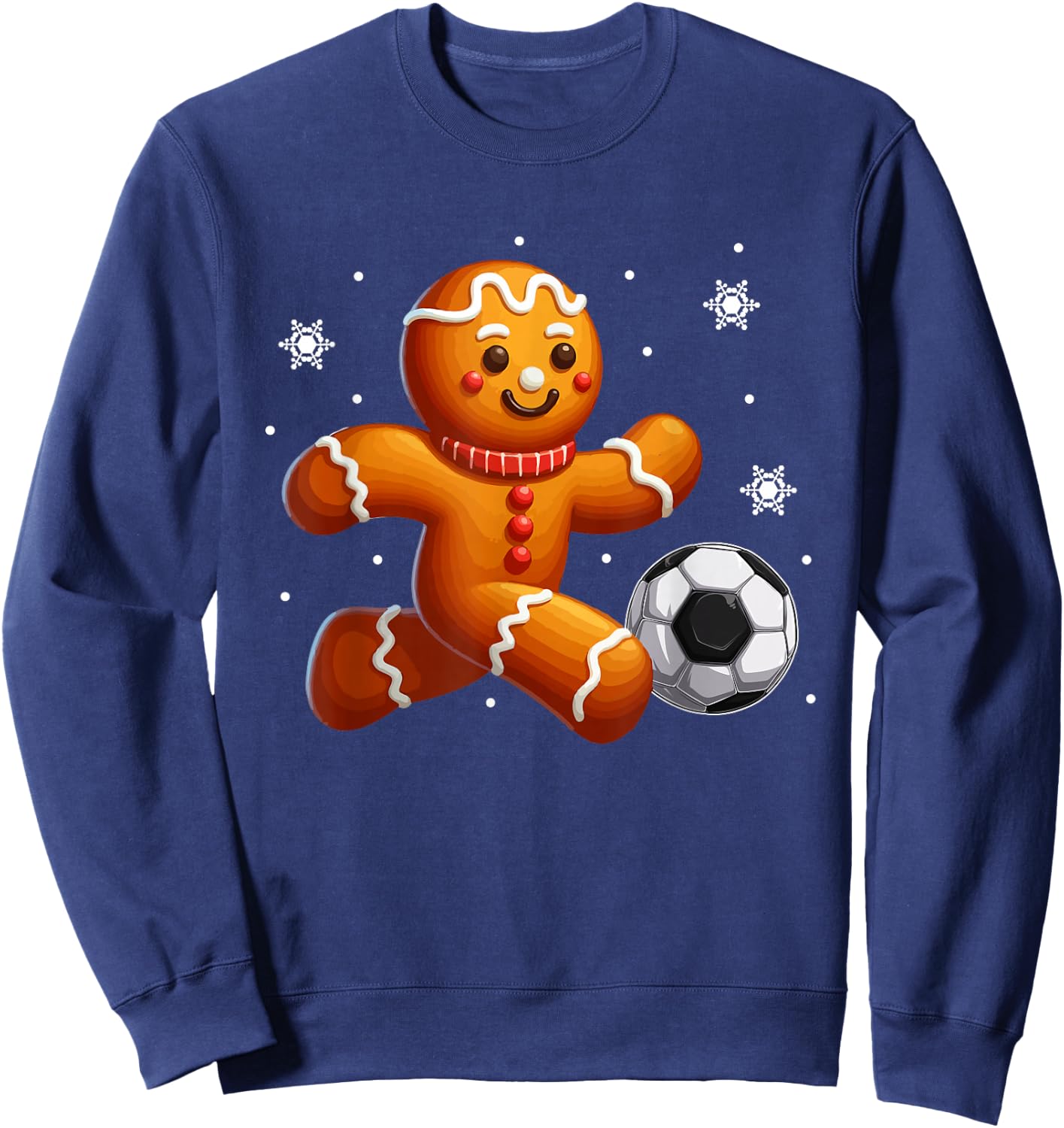 Gingerbread Playing Soccer Christmas Cookie Player Team Sweatshirt - Sweatshirt | Navy