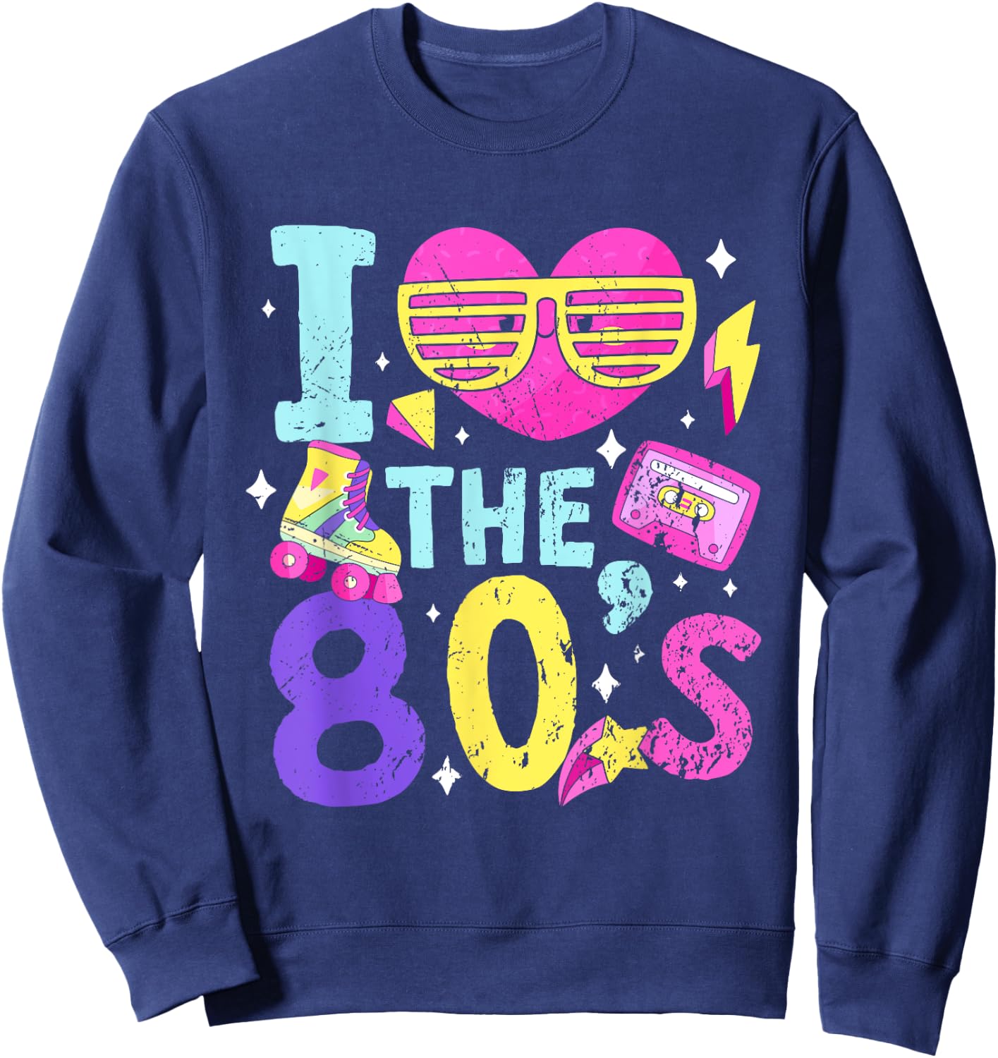 Retro 1980s Party Costume i Love The 80s Sweatshirt - Sweatshirt | Navy