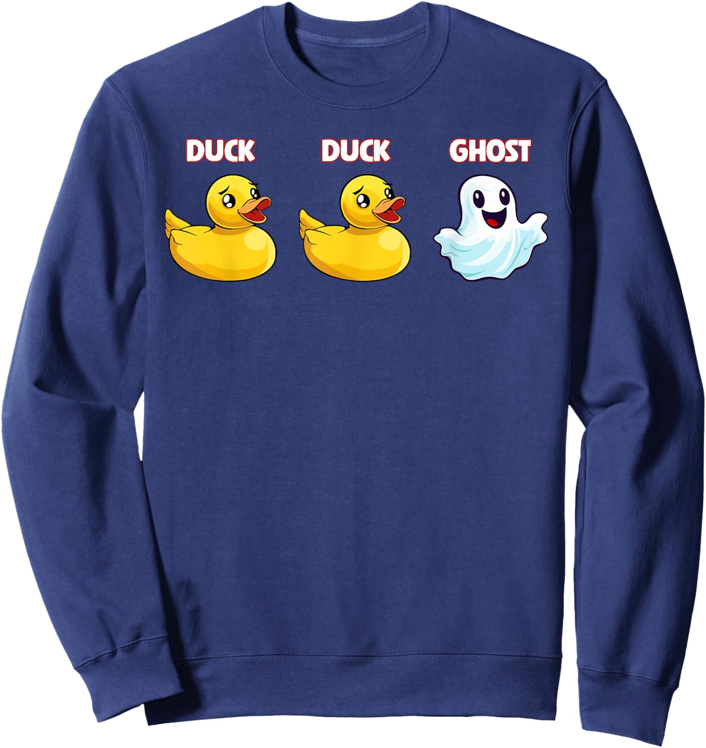 Duck Ghost Pun Meme Men Women Funny Halloween Sweatshirt - Sweatshirt | Navy