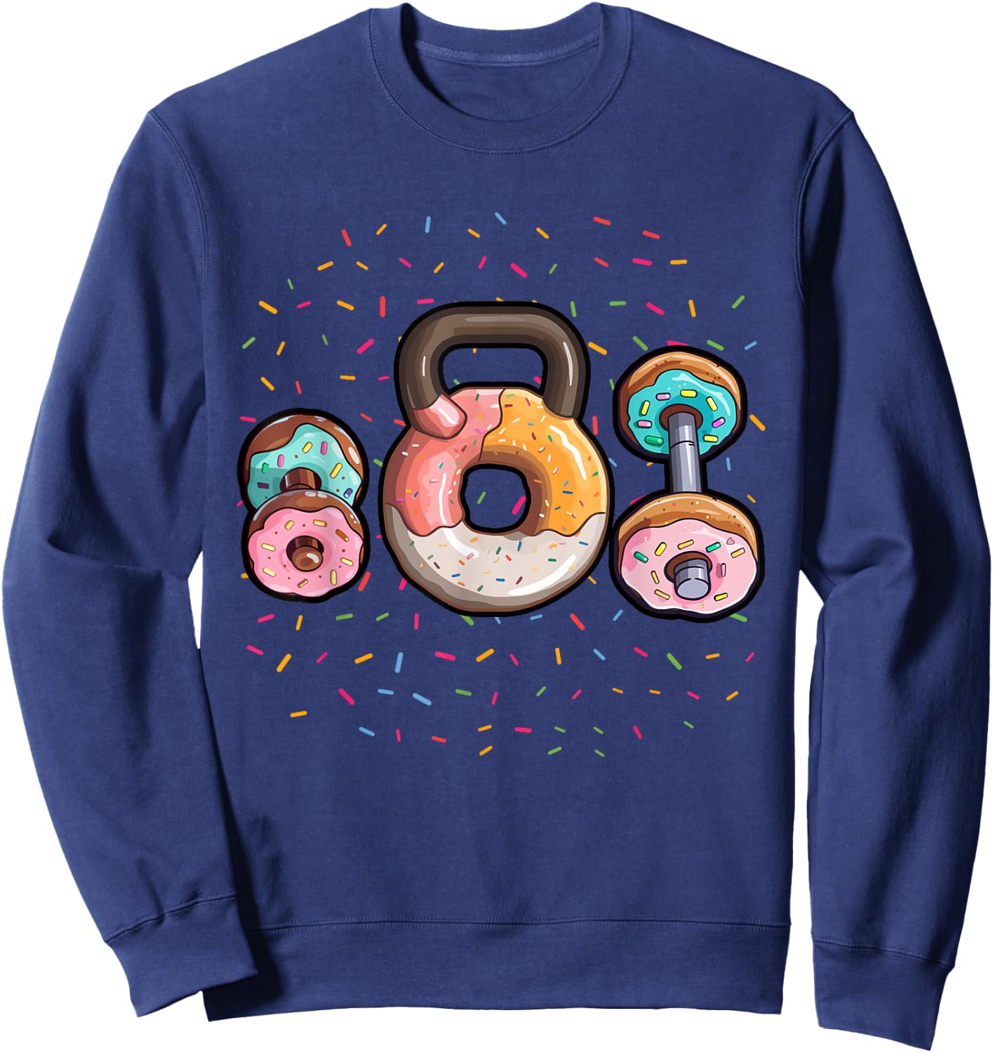 Kettlebell Donut Shirt Funny Gym Shirt Gym Fitness Doughnut Sweatshirt - Sweatshirt | Navy