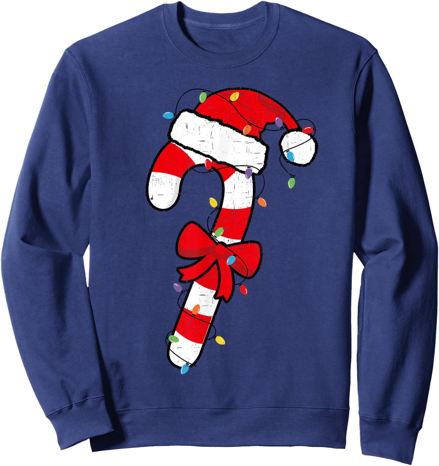 Christmas Candy Cane Santa Xmas Kids Toddler Youth Women Men Sweatshirt - Sweatshirt | Navy