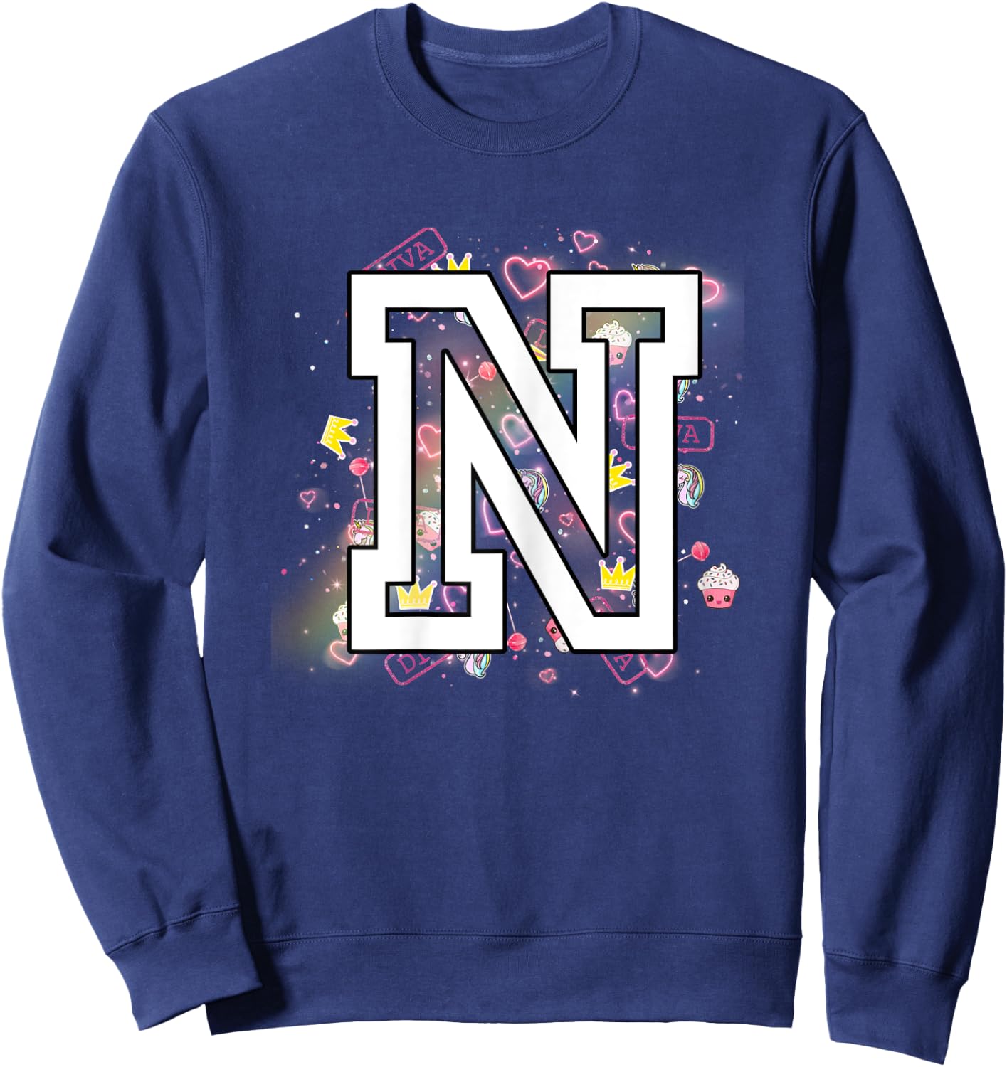 Kids Letter N Clothing For a Girl Who's Name Starts With N Sweatshirt - Sweatshirt | Navy