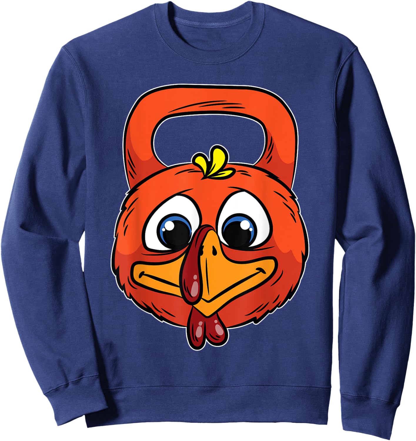 Turkey Kettlebell Thanksgiving Day Funny Gym Workout Fitness Sweatshirt - Sweatshirt | Navy