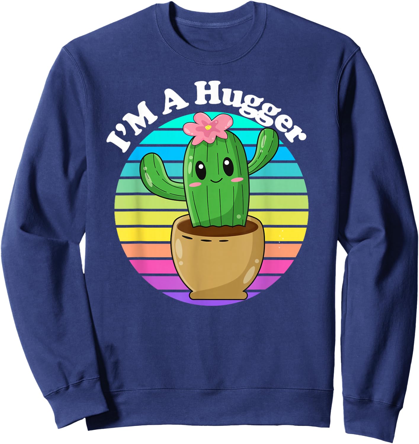 Funny I'm A Hugger Cartoon Cute Sarcastic Humor Sweatshirt - Sweatshirt | Navy