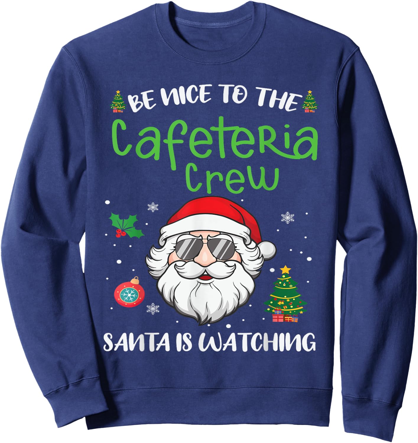 Funny Cafeteria Squad Crew Christmas School Lunch Lady X'mas Sweatshirt - Sweatshirt | Navy