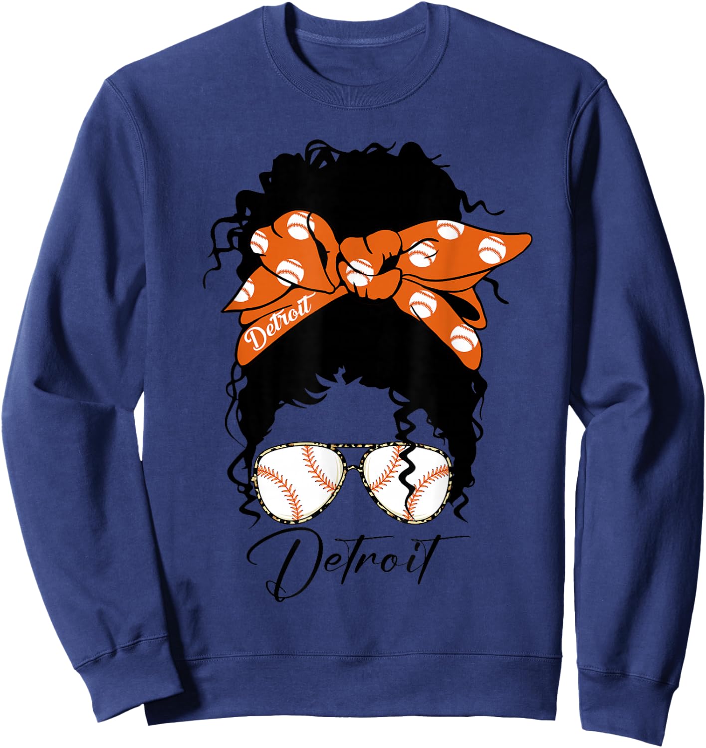Datroit Messy Bun Souvenir I Love Datroit Sweatshirt - Sweatshirt | Navy