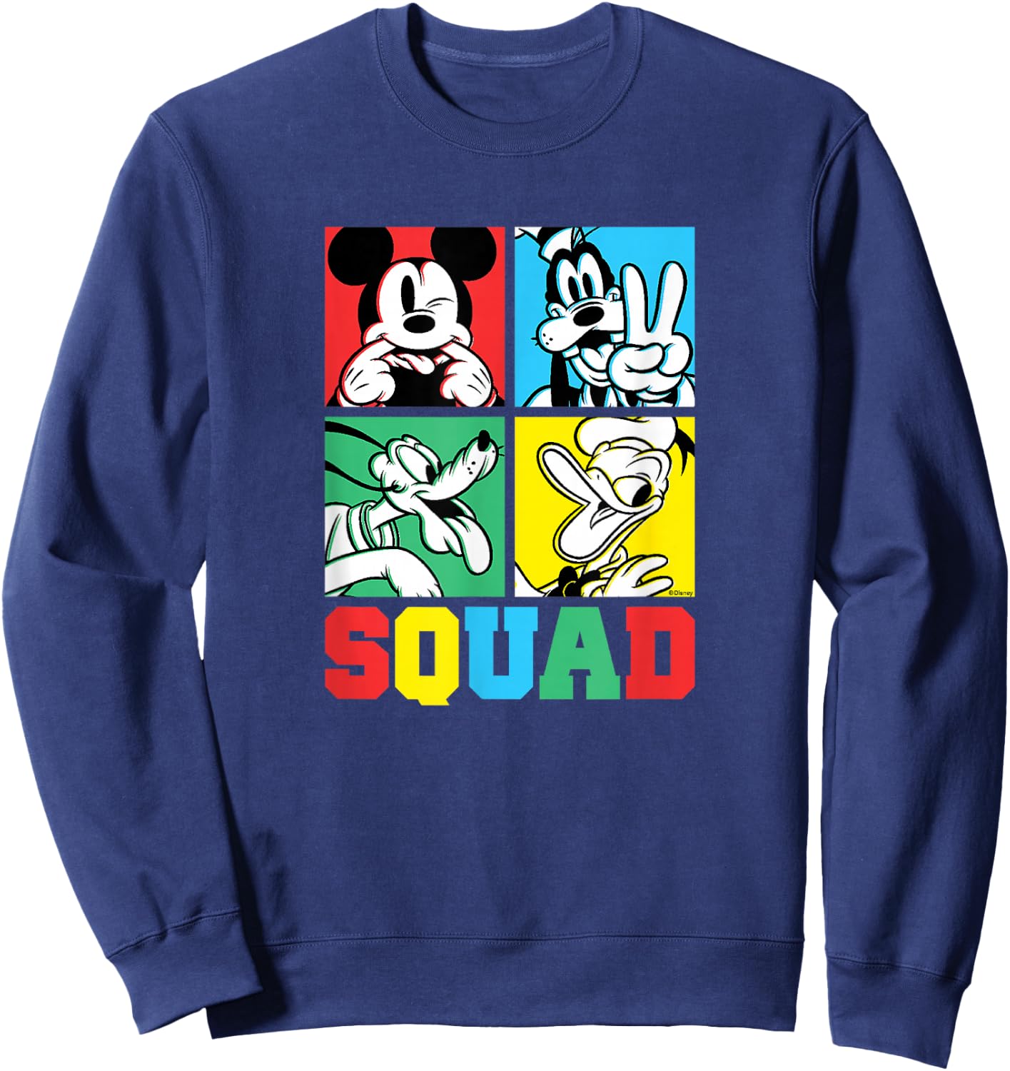 Disney - Mickey, Goofy, Donald, Pluto Squad Grid Sweatshirt - Sweatshirt | Navy