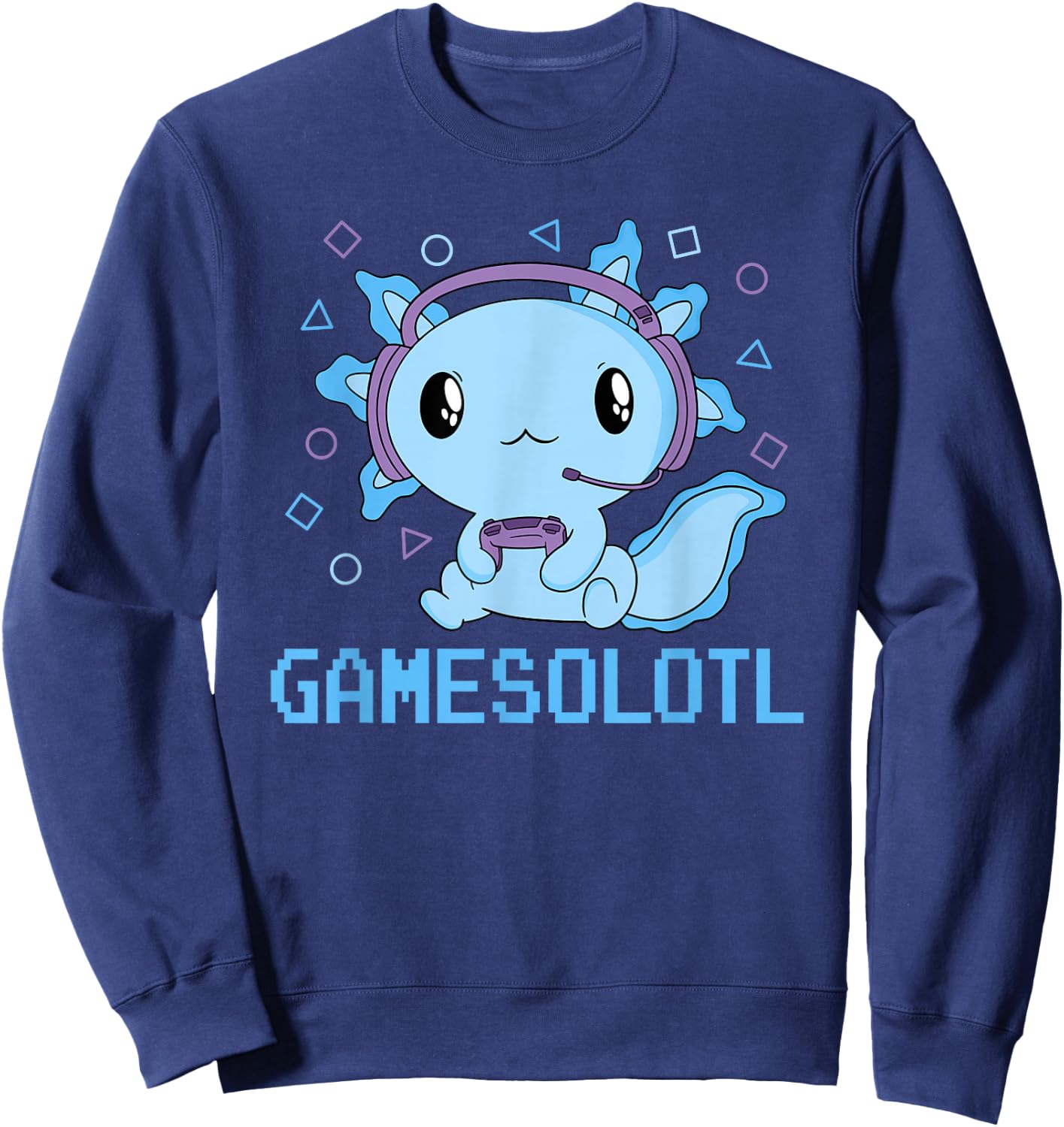 Funny Gamesolotl Kawaii Gaming Axolotl Video Gamer Boys Kids Sweatshirt - Sweatshirt | Navy