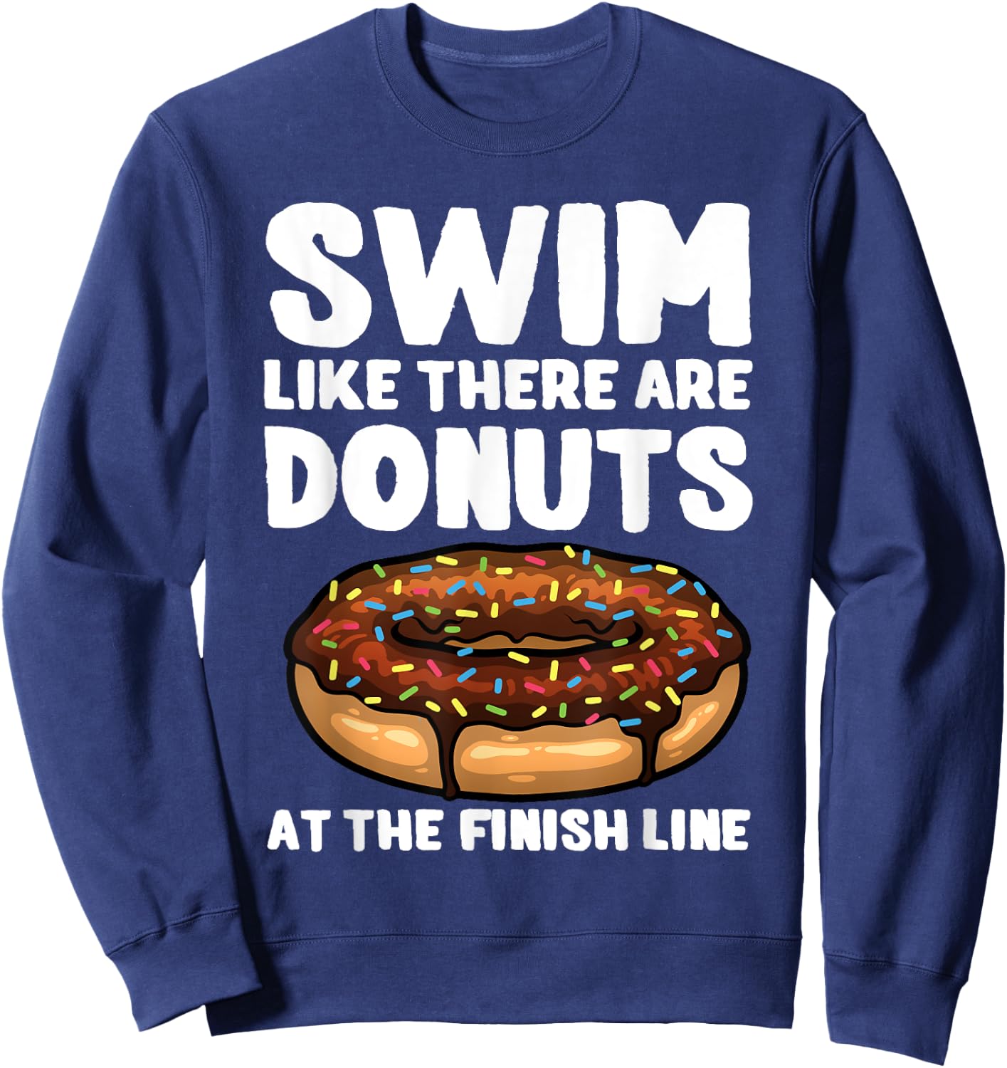 Funny Swimming Donut Design Men Women Swimmer Sports Athlete Sweatshirt - Sweatshirt | Navy