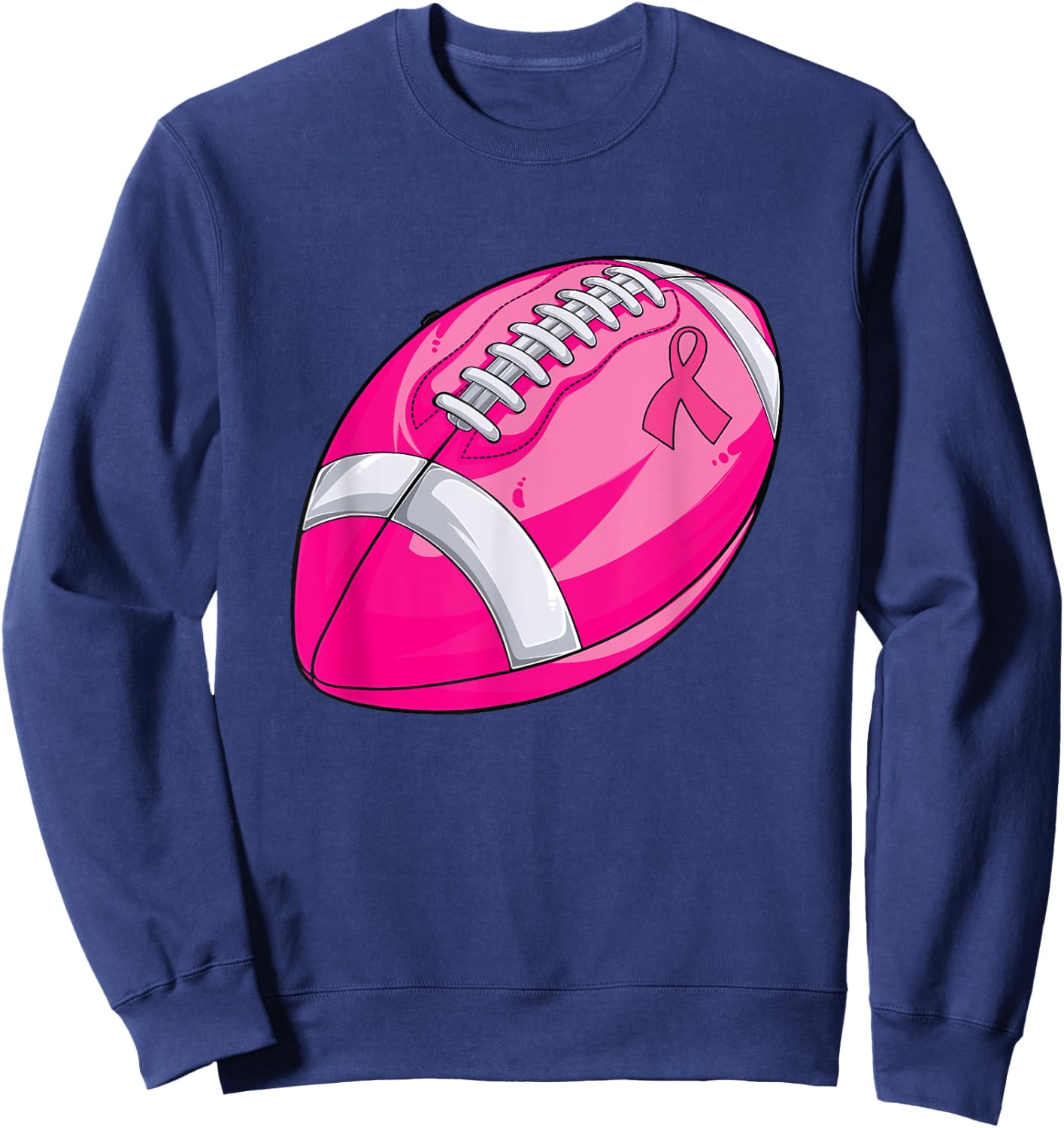 In October We Wear Pink Football Breast Cancer Awareness Sweatshirt - Sweatshirt | Navy