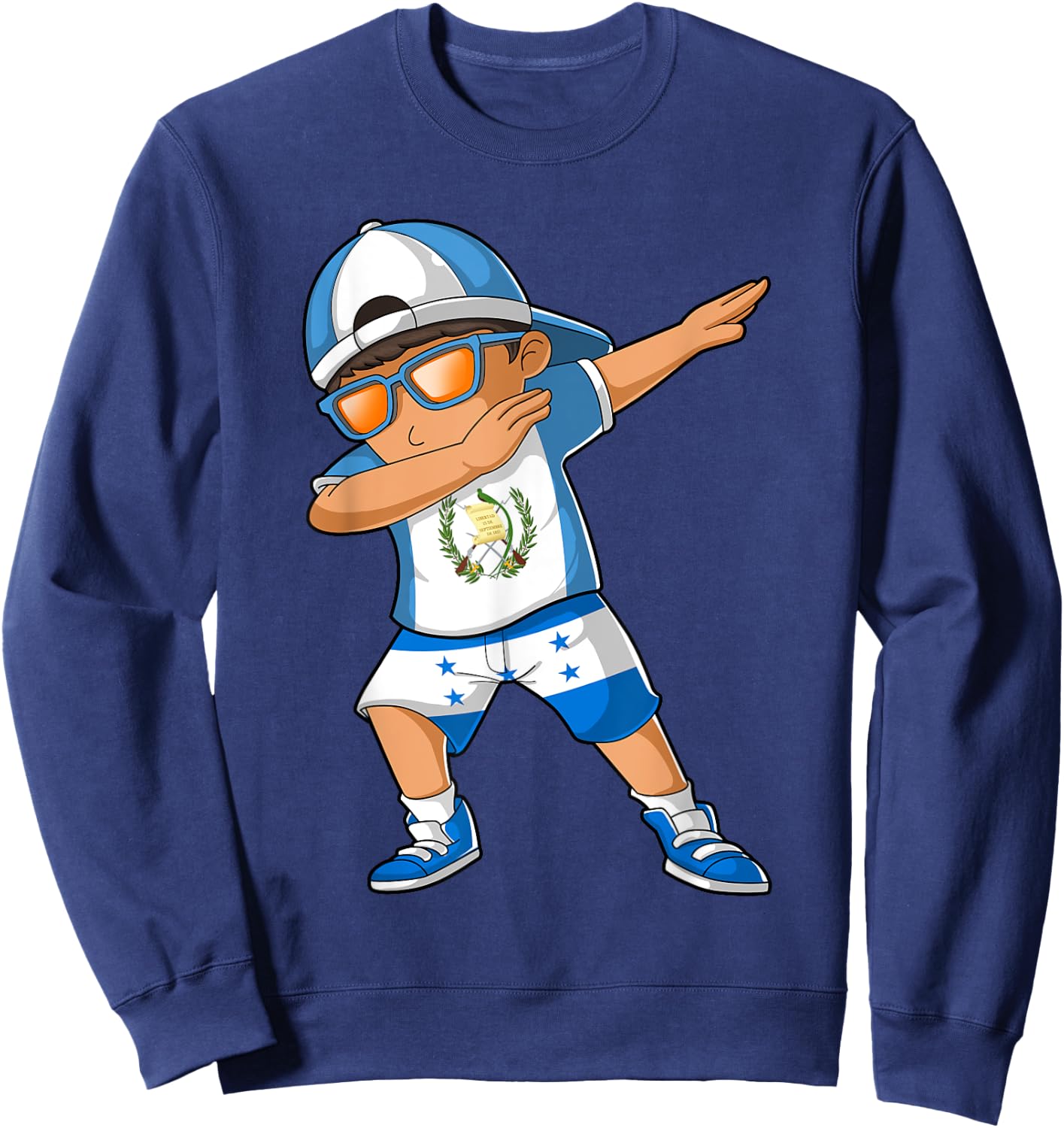 Half Guatemalan Half Honduran Boy Guatemala Flag Sweatshirt - Sweatshirt | Navy