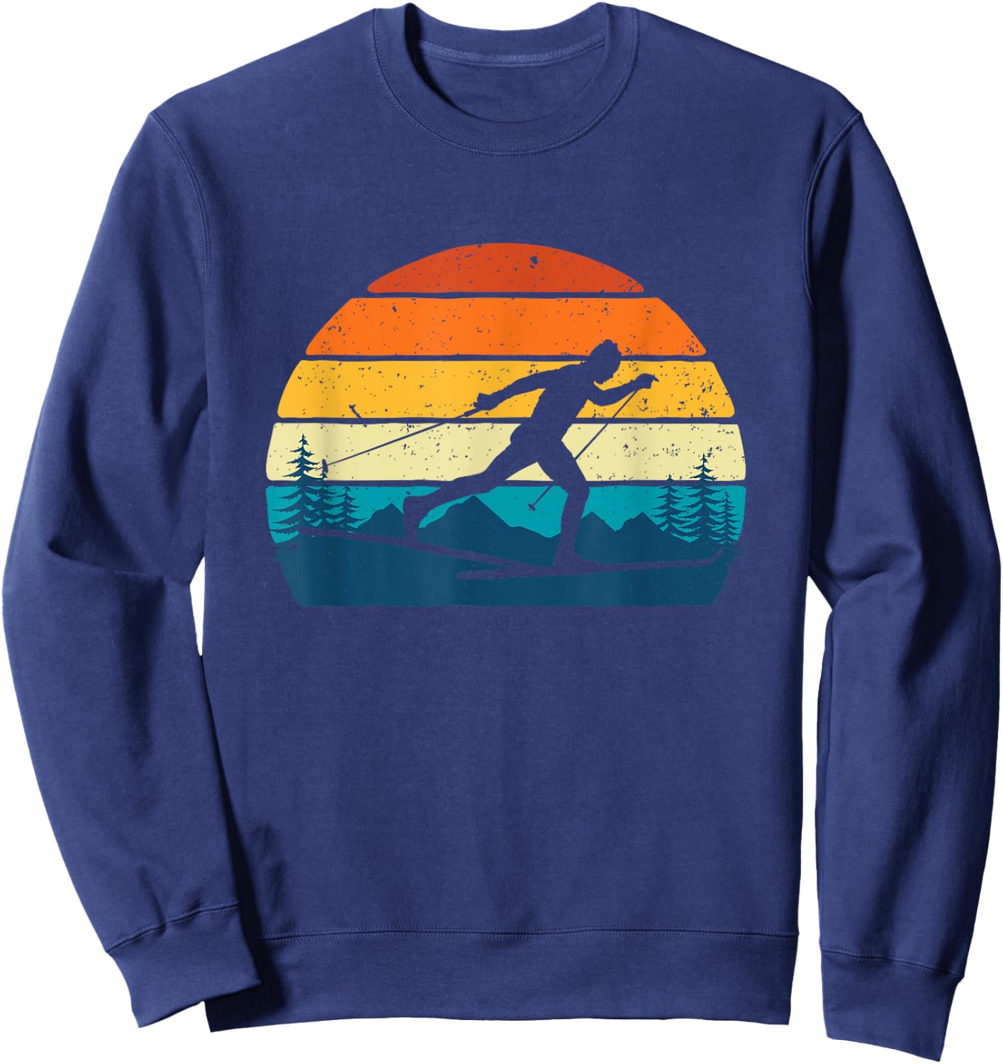 Retro Vintage Cross-Country Skiing - Winter Sports Skier Ski Sweatshirt - Sweatshirt | Navy