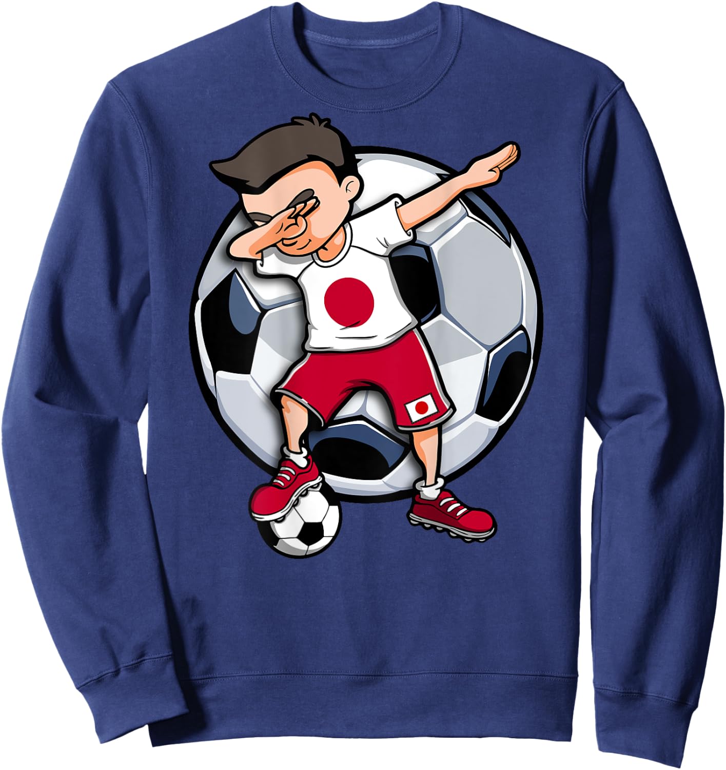 Dabbing Soccer Boy Japan Football Fans Jersey Japanese Flag Sweatshirt - Sweatshirt | Navy