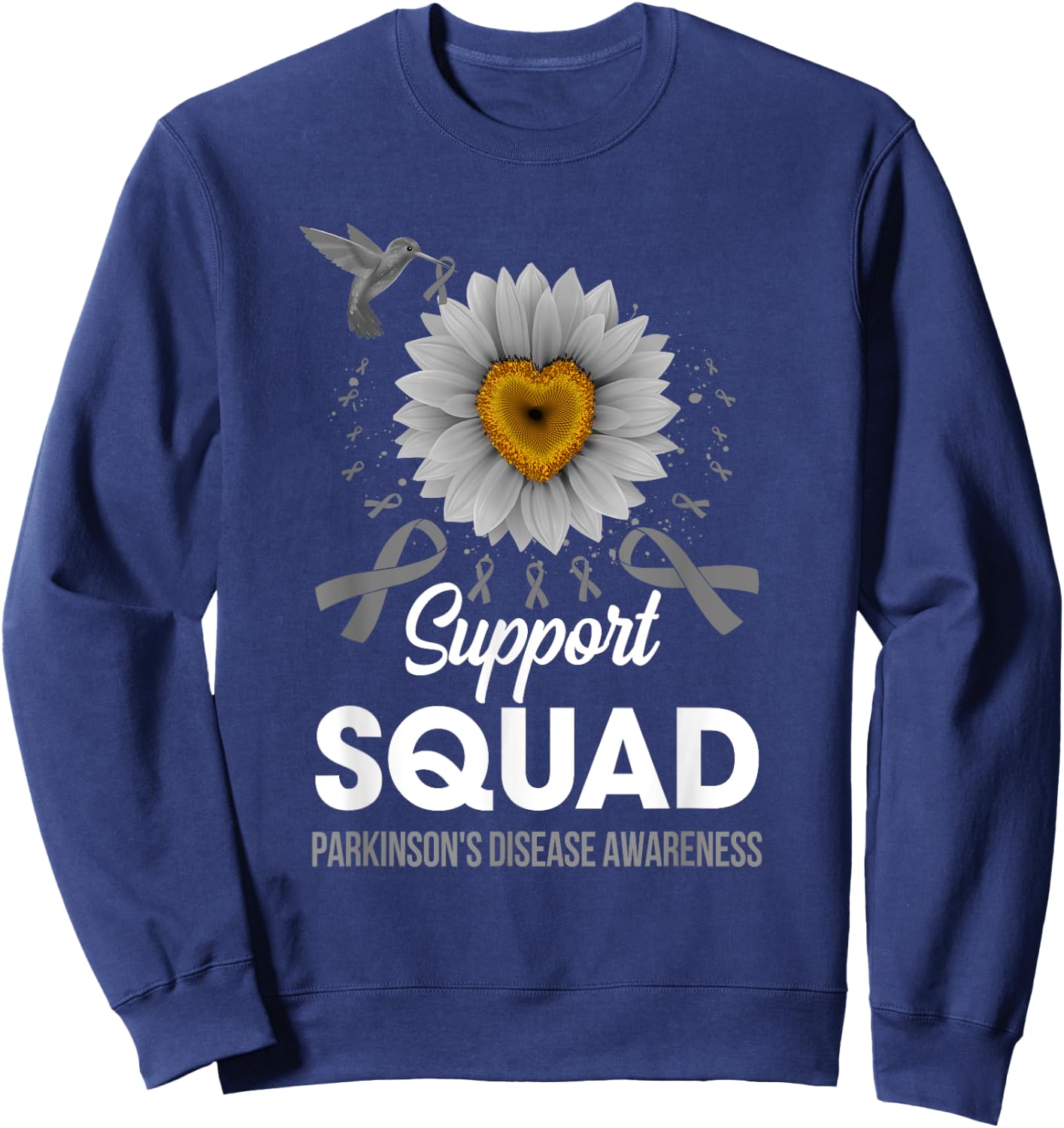 Support Squad Parkinson's Disease Awareness Sunflower Sweatshirt - Sweatshirt | Navy