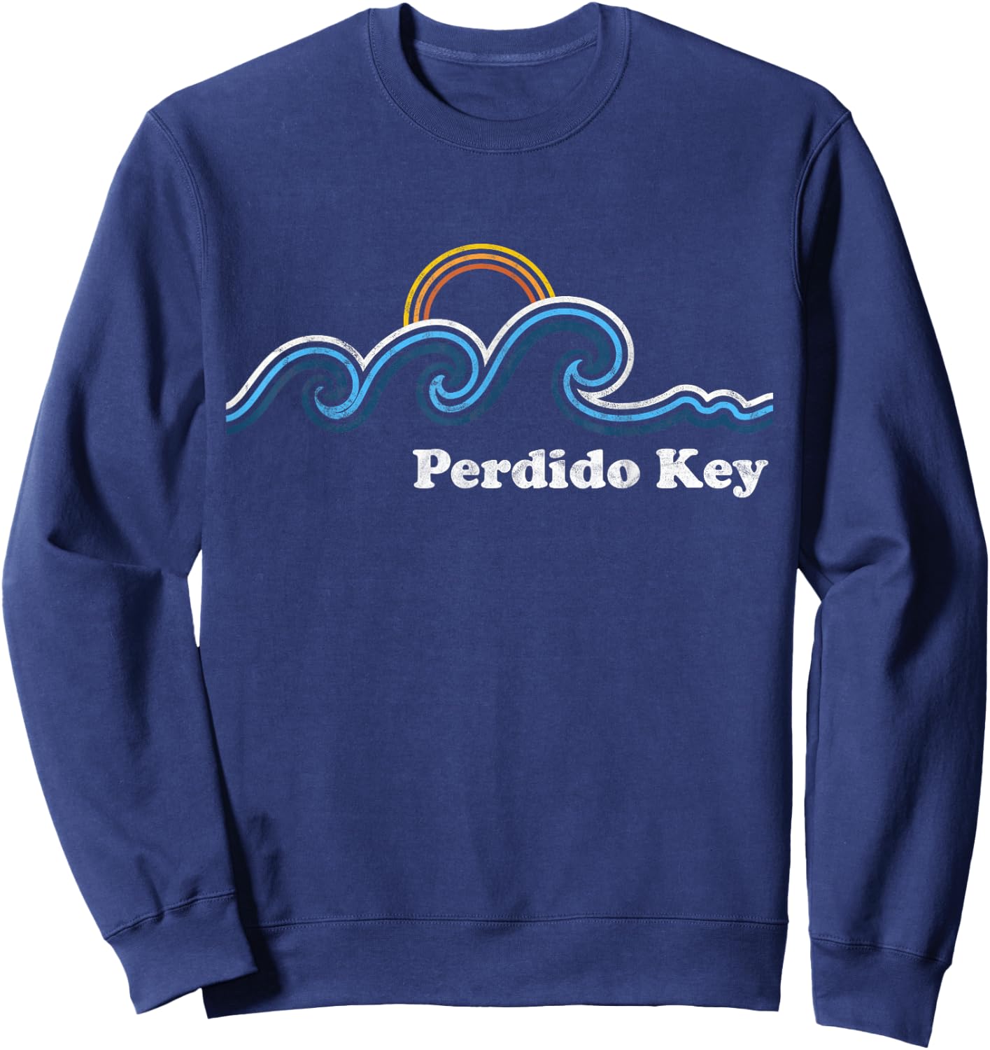 Retro Perdido Key Florida FL Vintage Beach Surf Sweatshirt - Sweatshirt | Navy